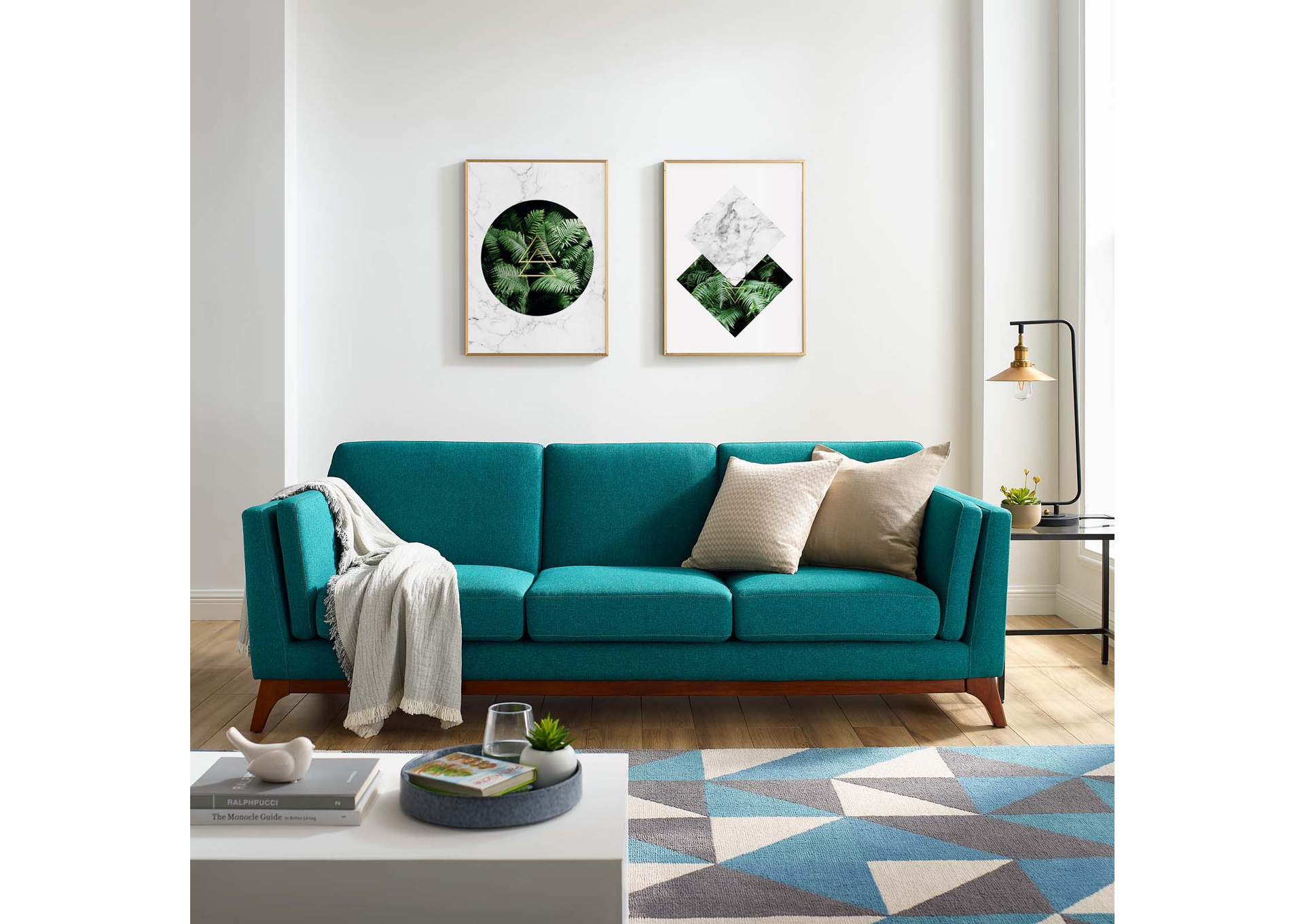 Teal Chance Upholstered Fabric Sofa,Modway