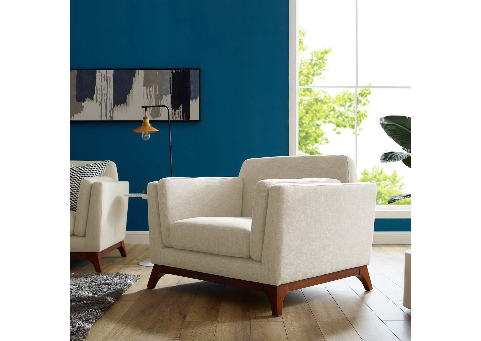 Beige Chance Upholstered Fabric Arm Chair,Modway