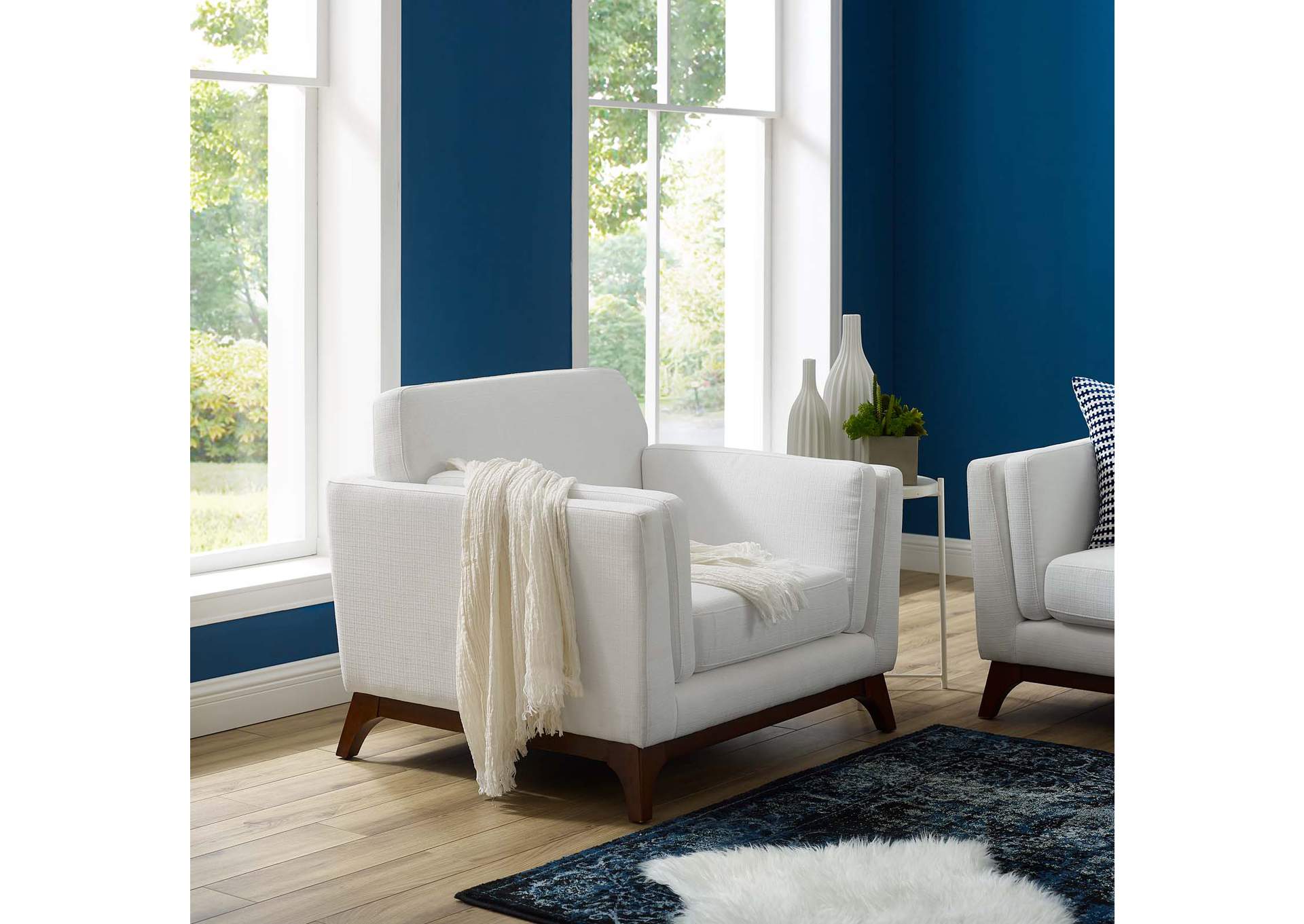 White Chance Upholstered Fabric Arm Chair,Modway