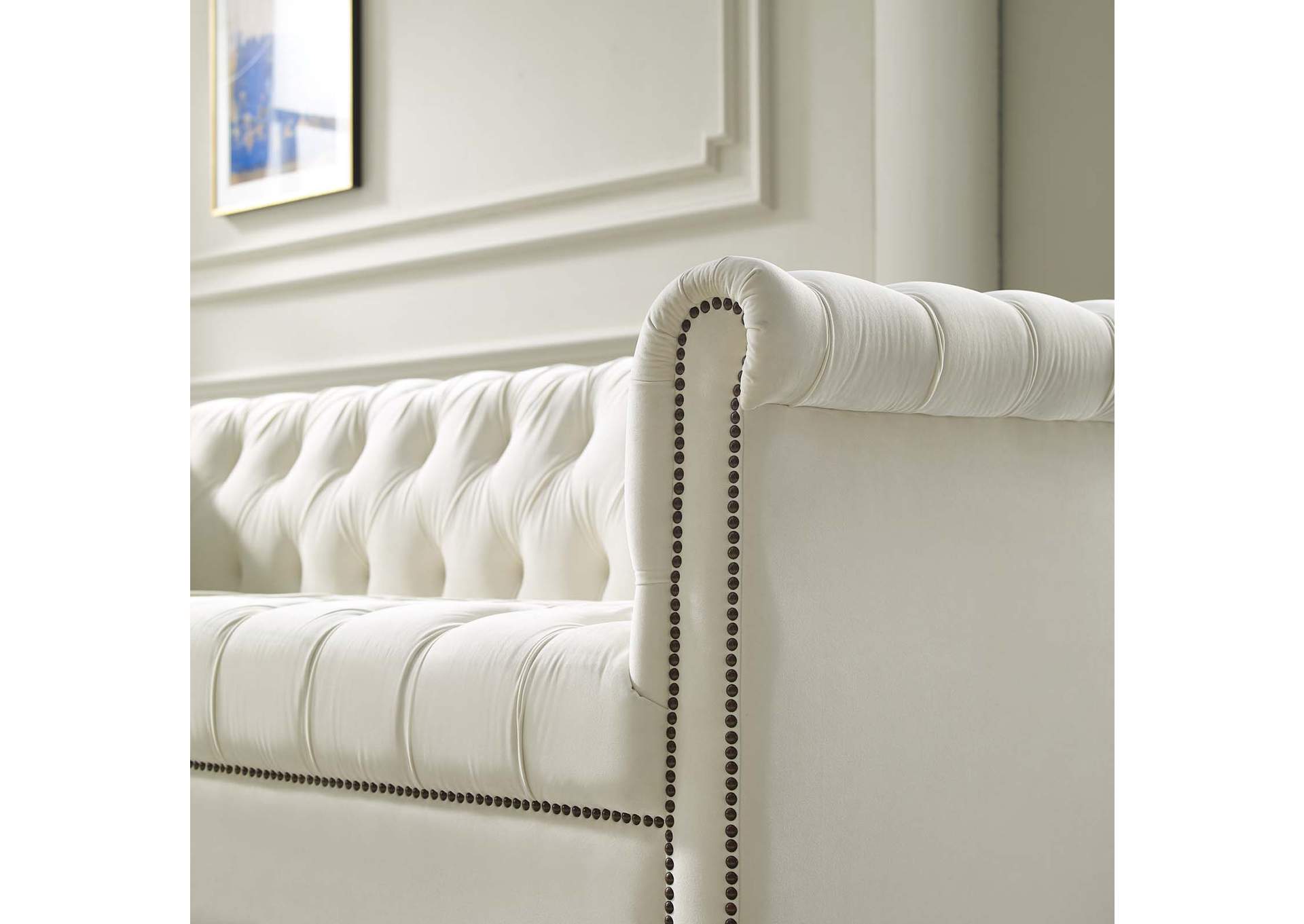Ivory Heritage Performance Velvet Sofa,Modway