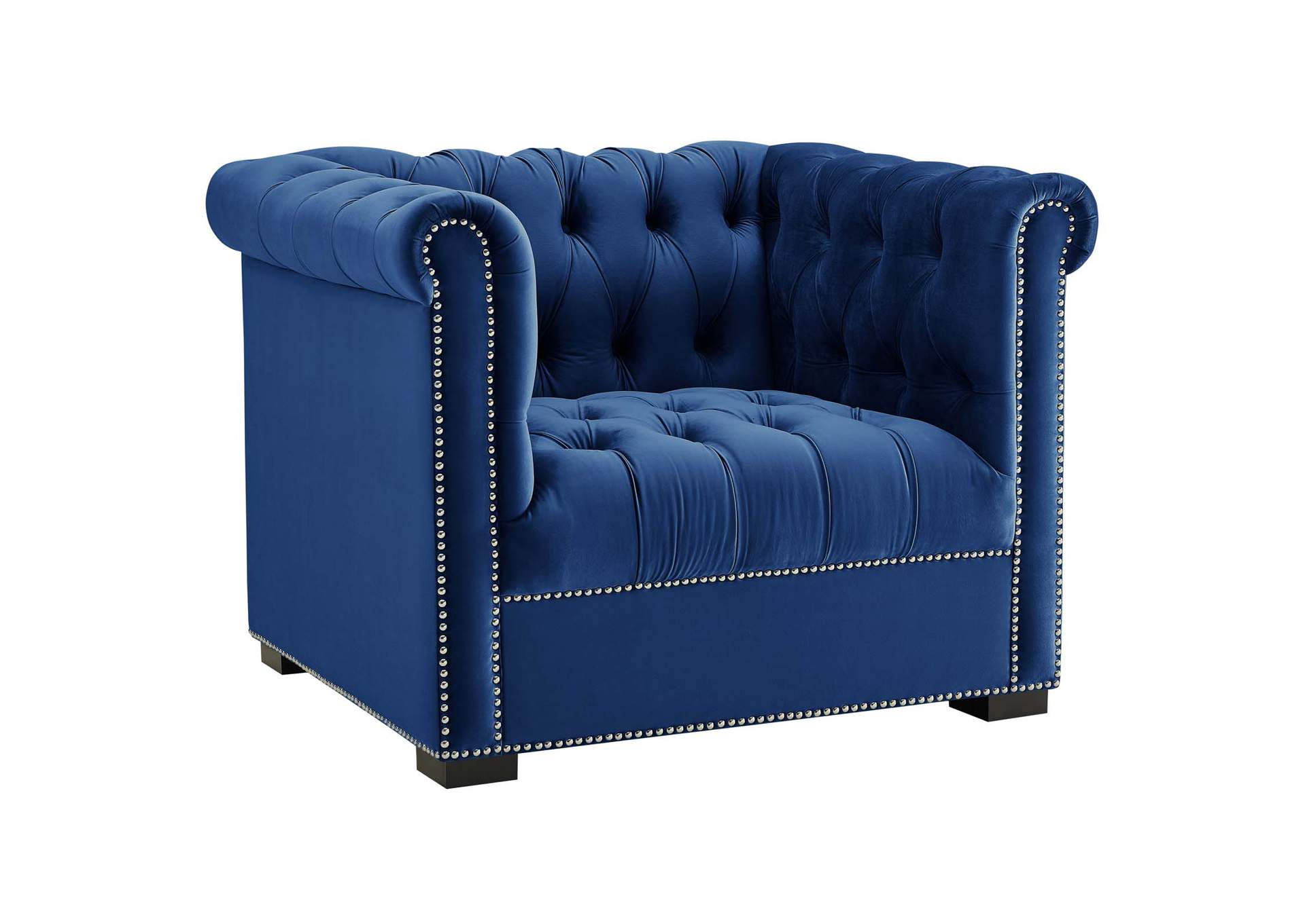 Midnight Blue Heritage Performance Velvet Arm Chair,Modway