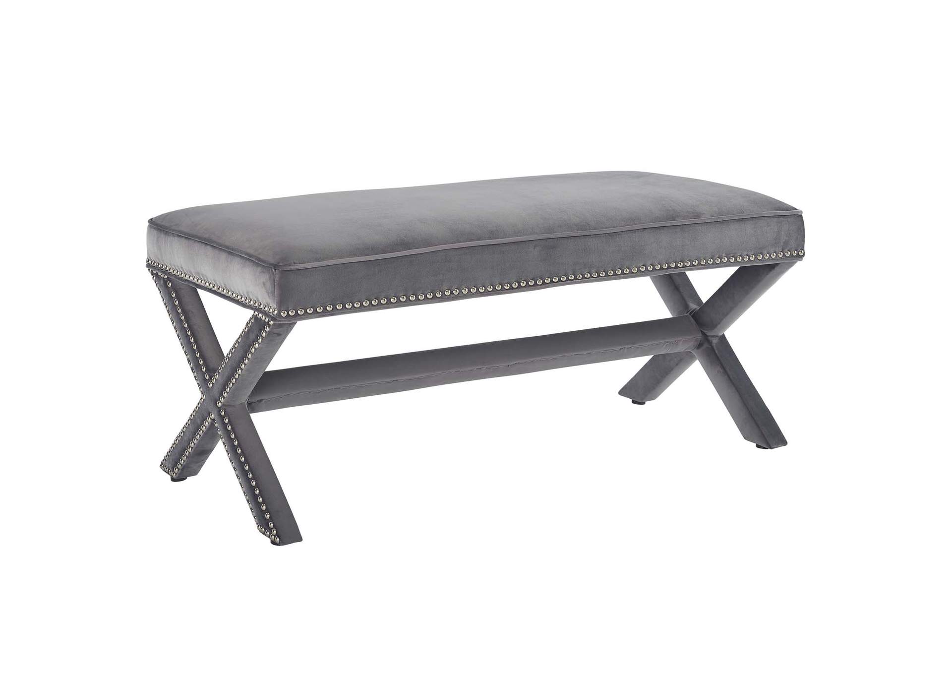 Gray Rivet Performance Velvet Bench,Modway
