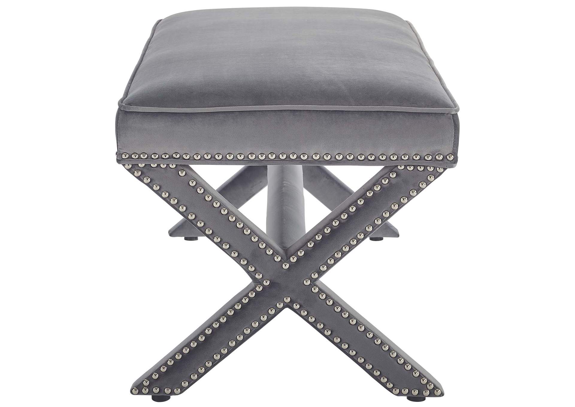 Gray Rivet Performance Velvet Bench,Modway