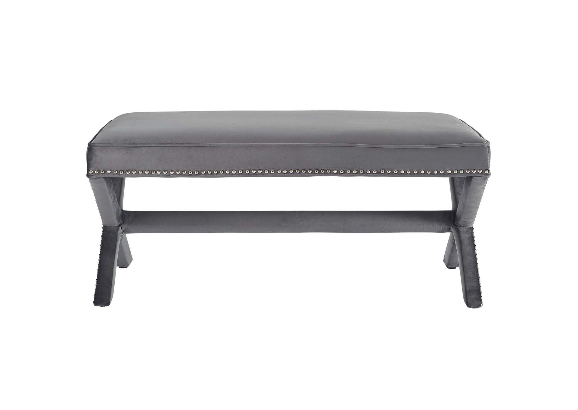 Gray Rivet Performance Velvet Bench,Modway