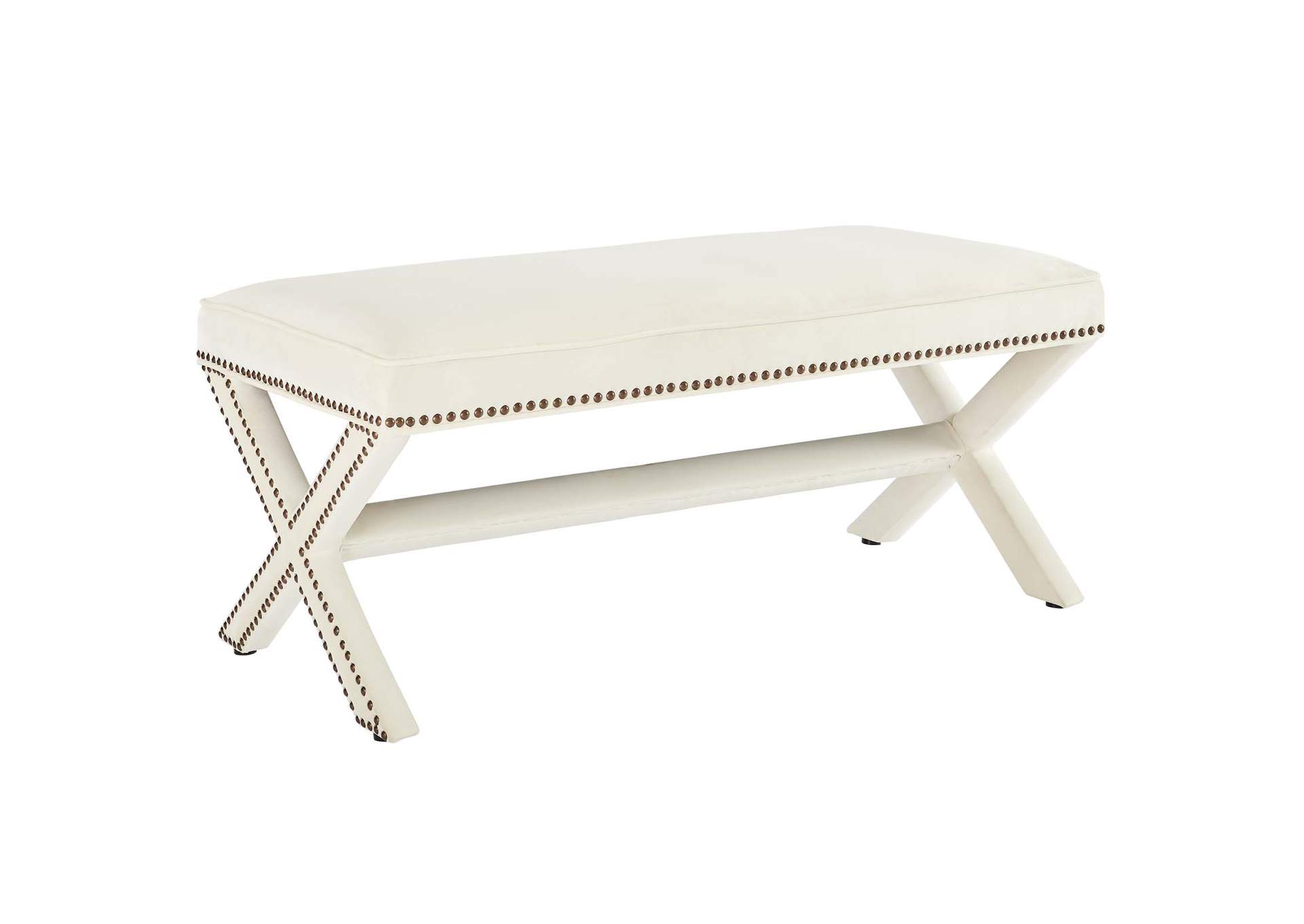Ivory Rivet Performance Velvet Bench,Modway