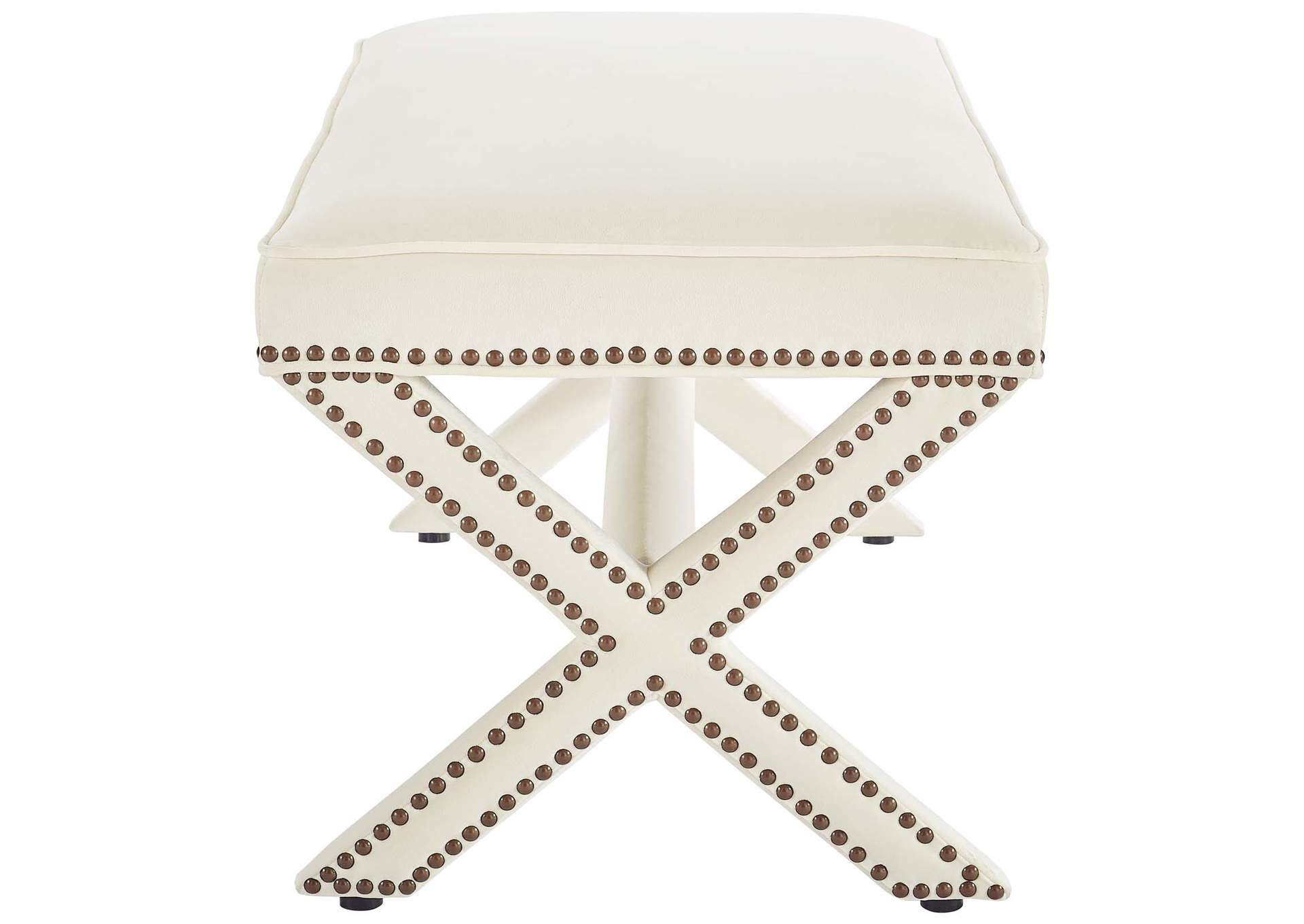 Ivory Rivet Performance Velvet Bench,Modway