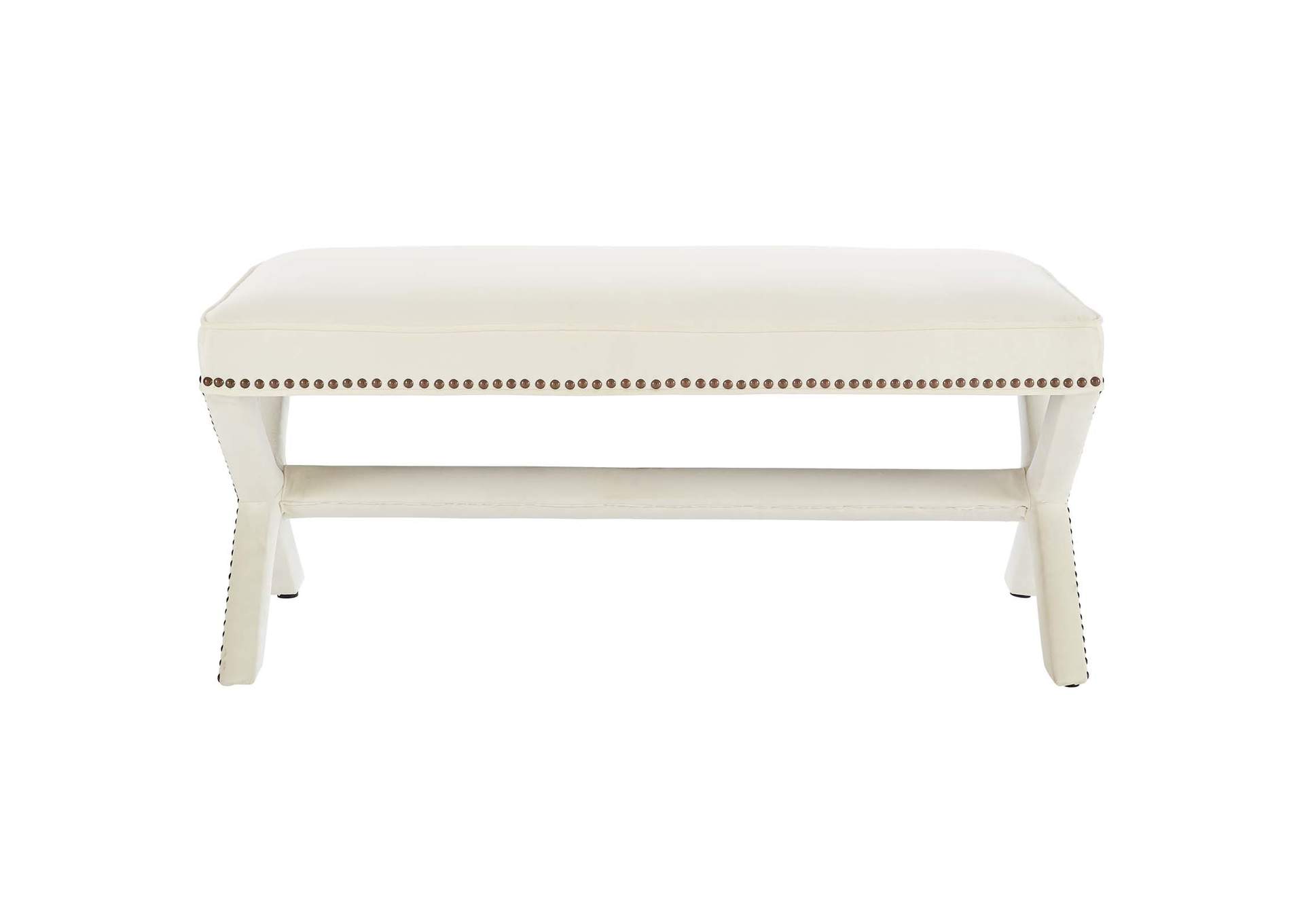 Ivory Rivet Performance Velvet Bench,Modway