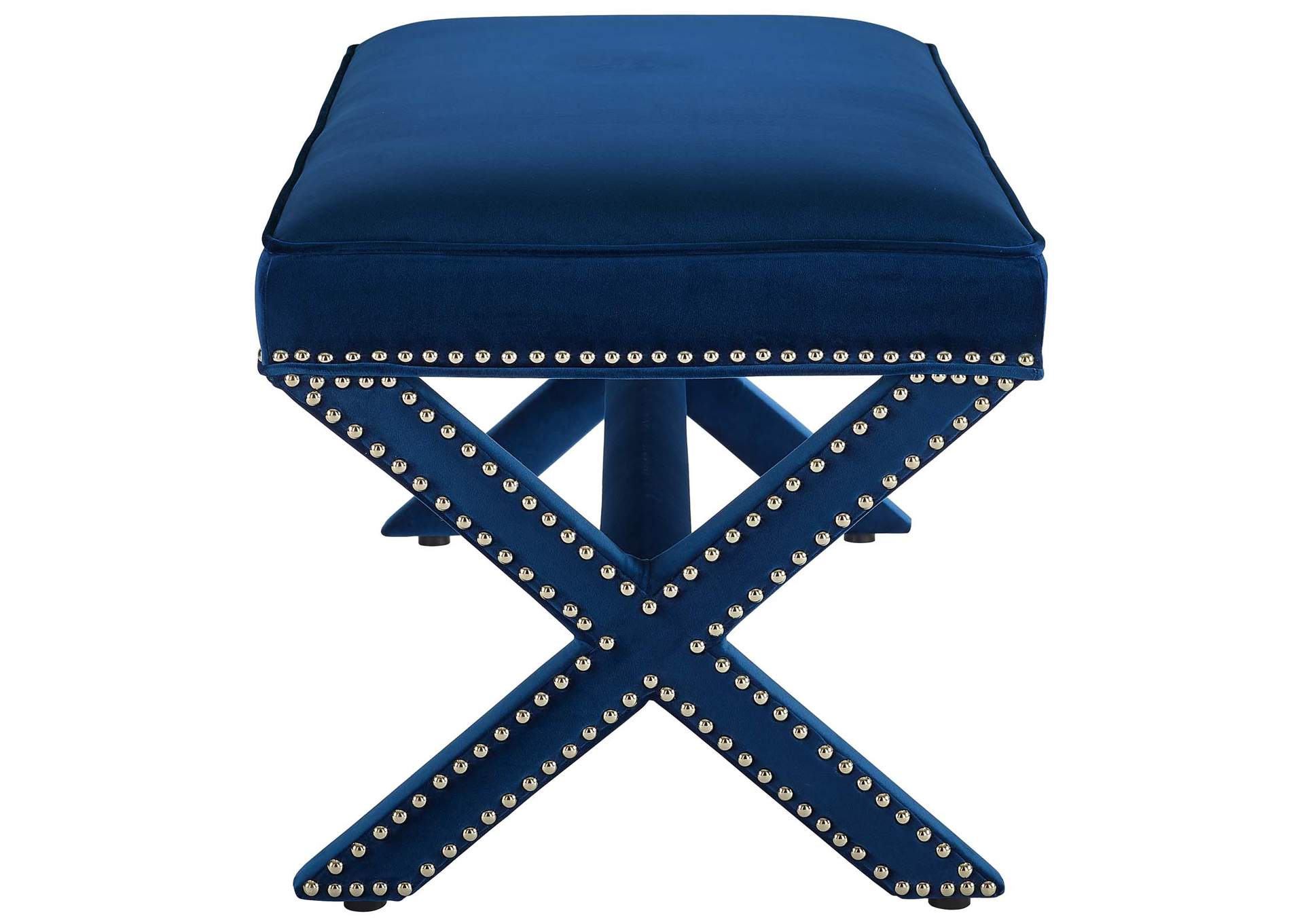 Navy Rivet Performance Velvet Bench,Modway