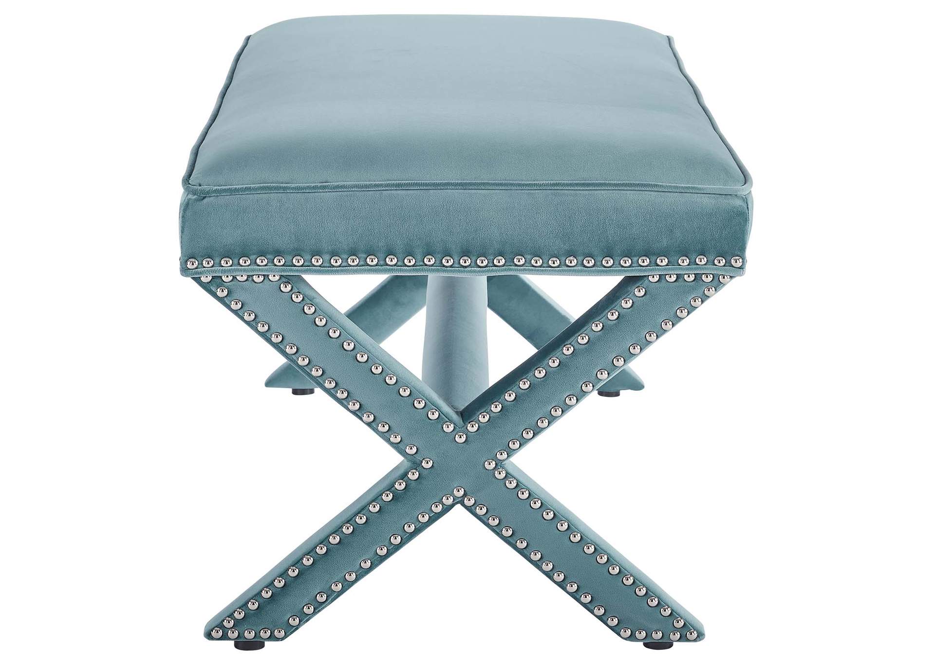 Sea Blue Rivet Performance Velvet Bench,Modway