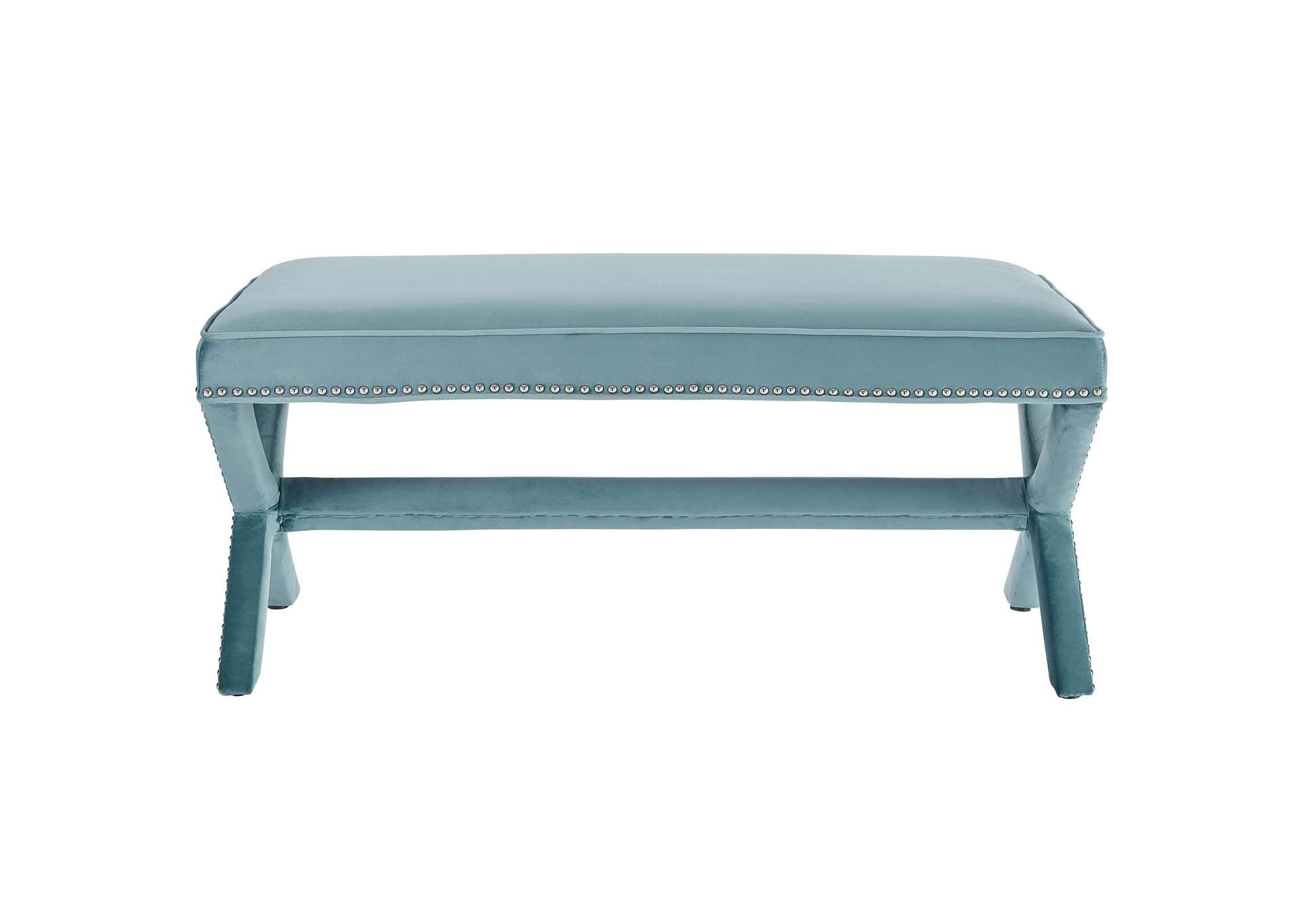 Sea Blue Rivet Performance Velvet Bench,Modway