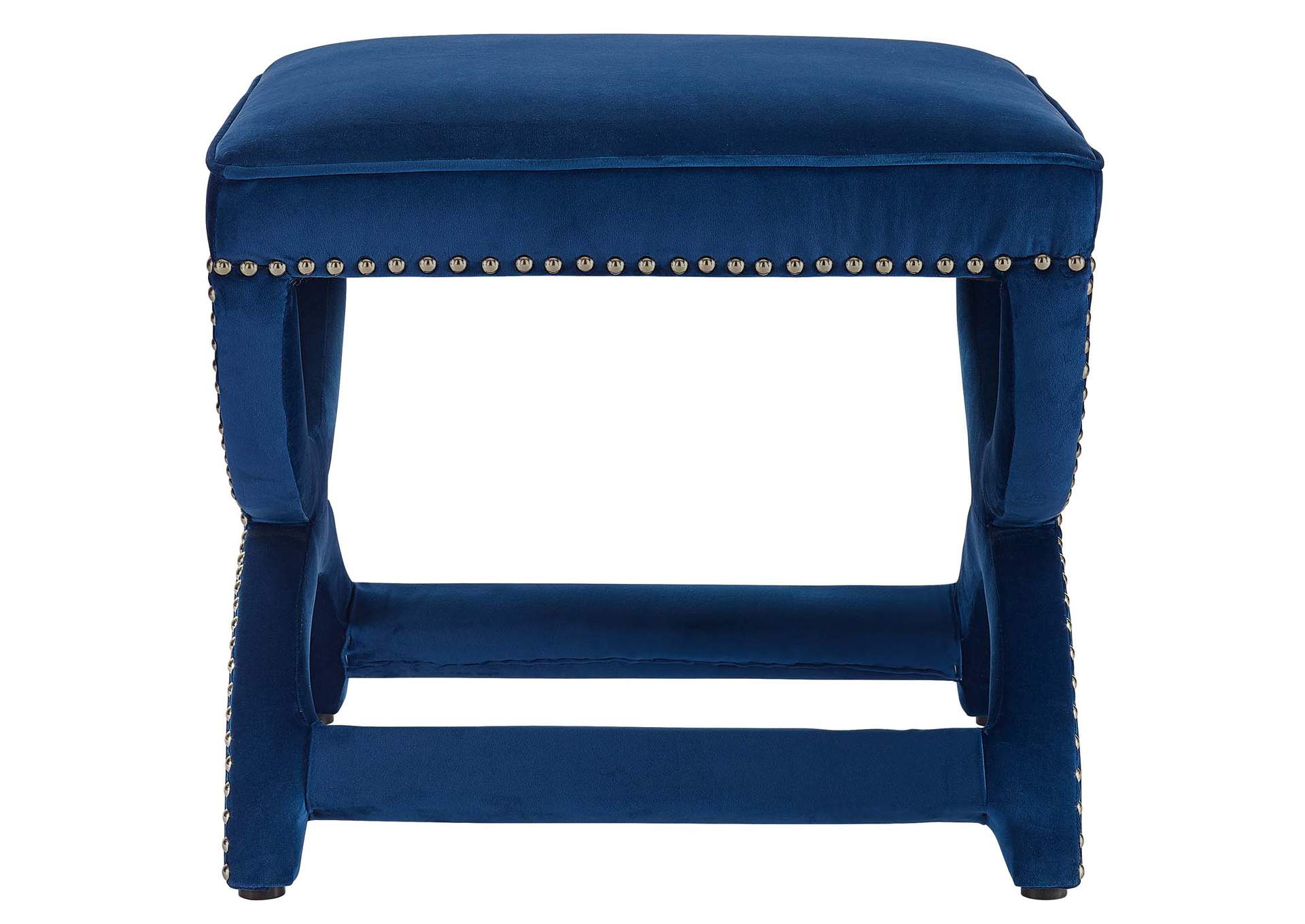 Navy Expound Upholstered Nailhead Trim Performance Velvet Ottoman,Modway