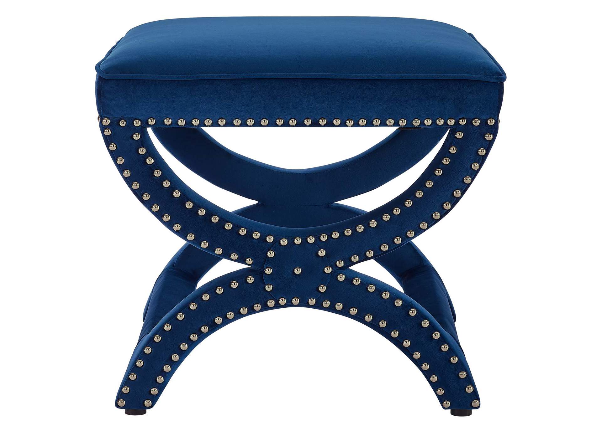 Navy Expound Upholstered Nailhead Trim Performance Velvet Ottoman,Modway