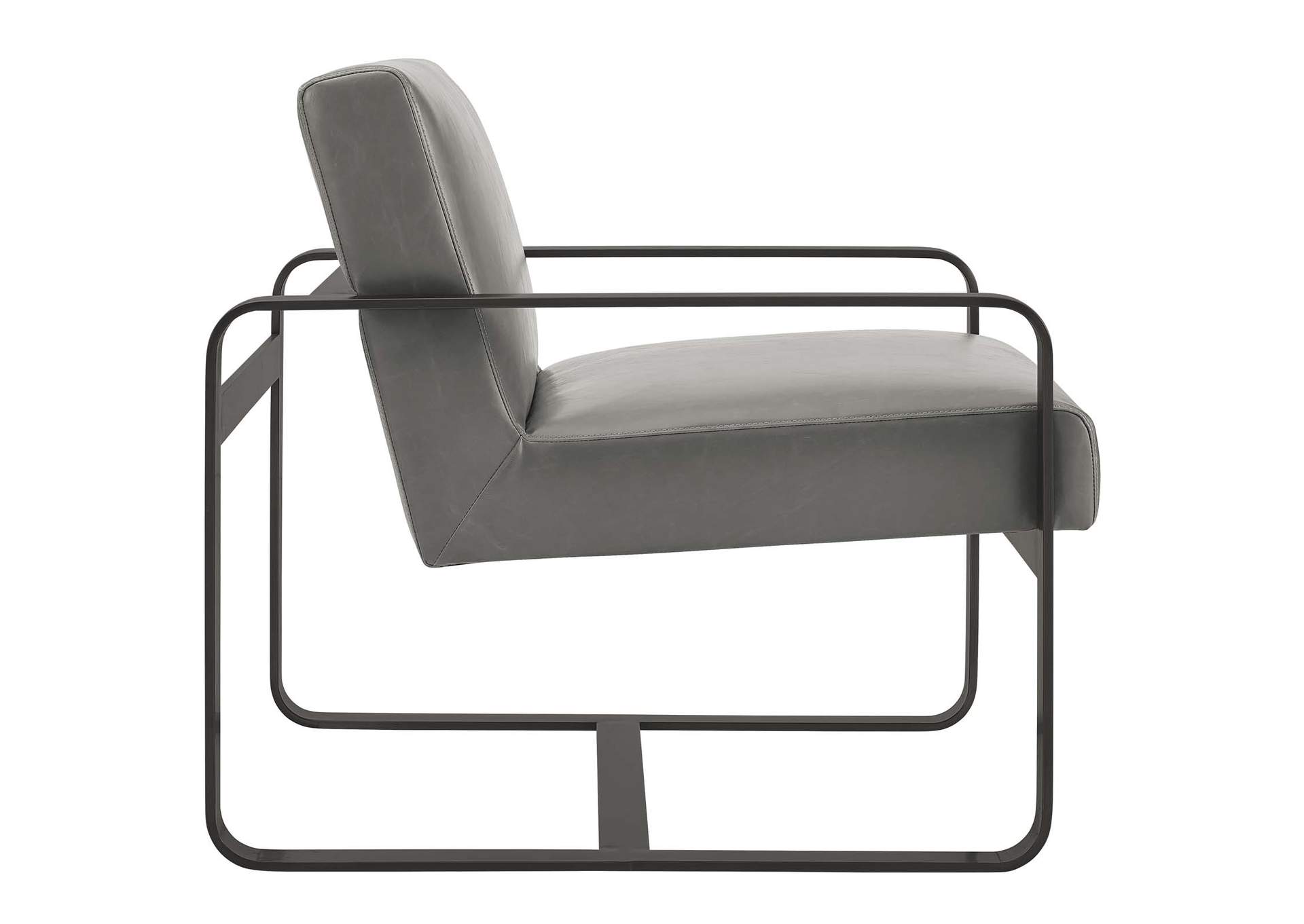 Gray Astute Faux Leather Arm Chair,Modway