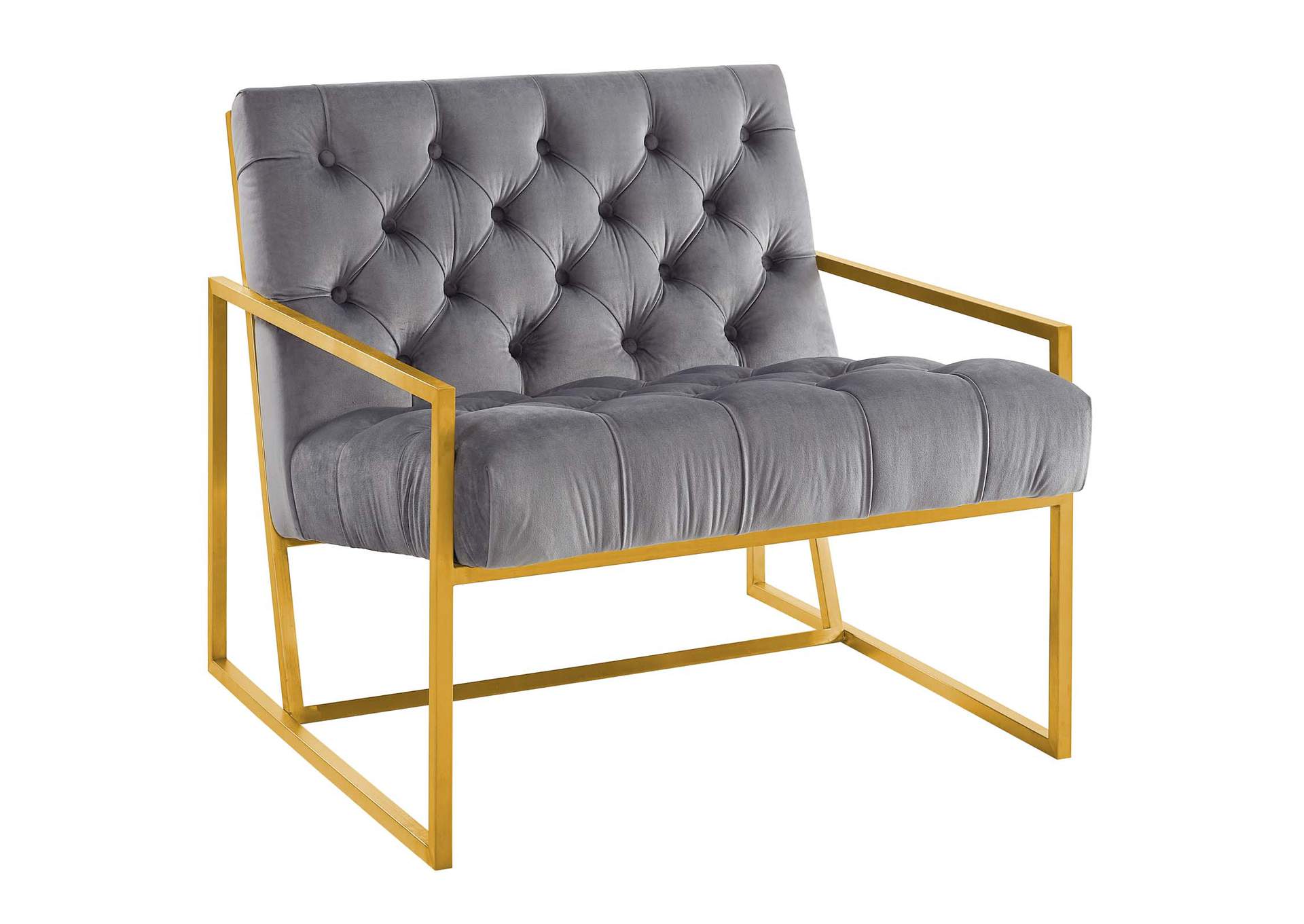 Gray Bequest Gold Stainless Steel Performance Velvet Accent Chair,Modway