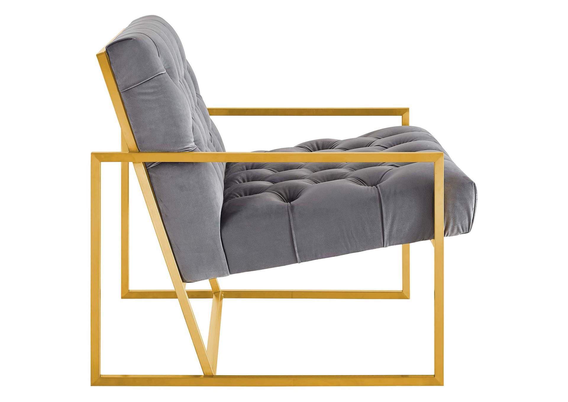 Gray Bequest Gold Stainless Steel Performance Velvet Accent Chair,Modway