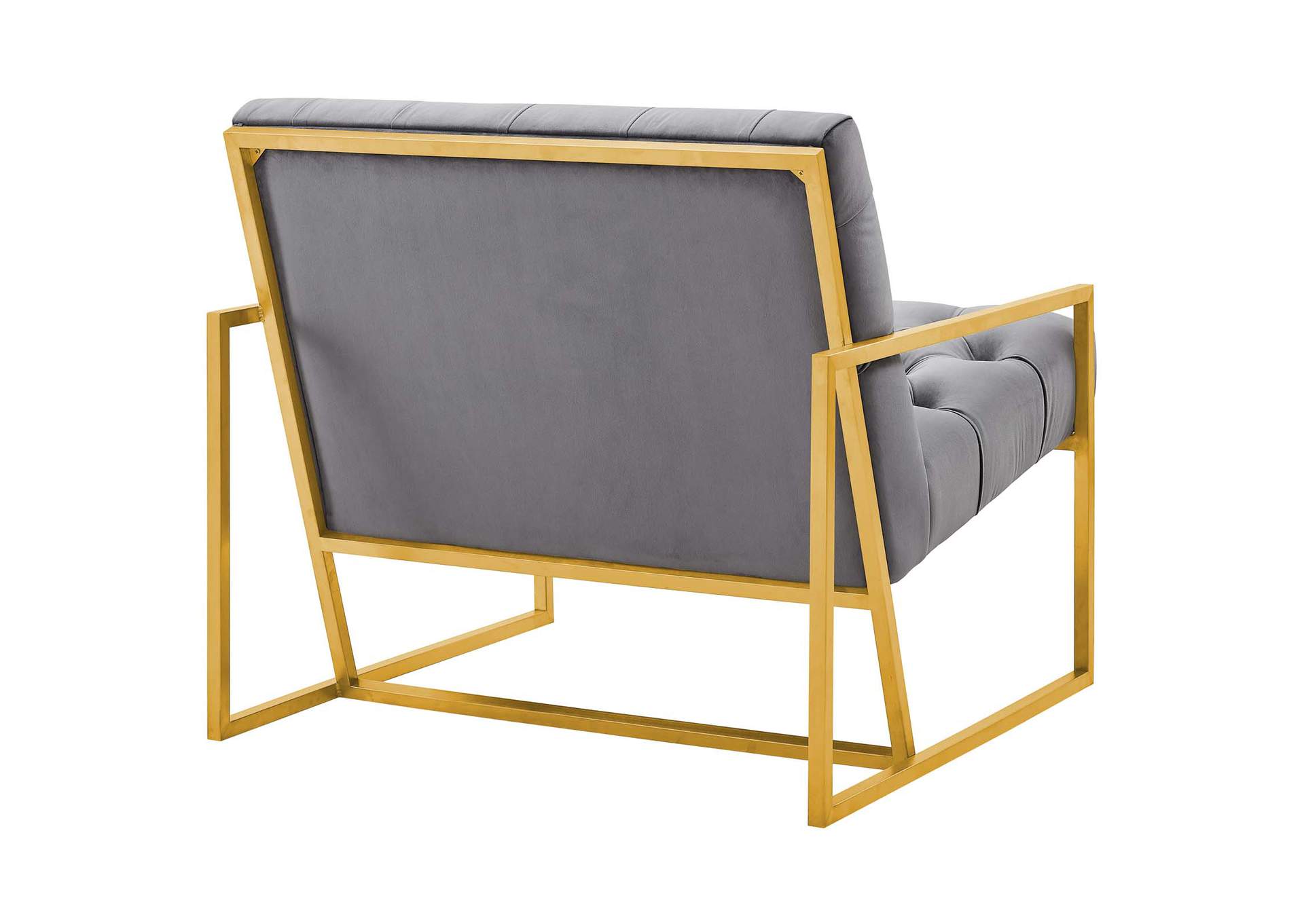 Gray Bequest Gold Stainless Steel Performance Velvet Accent Chair,Modway