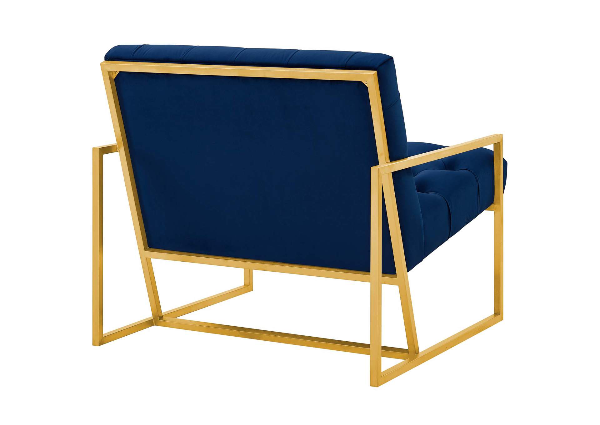 Navy Bequest Gold Stainless Steel Performance Velvet Accent Chair,Modway
