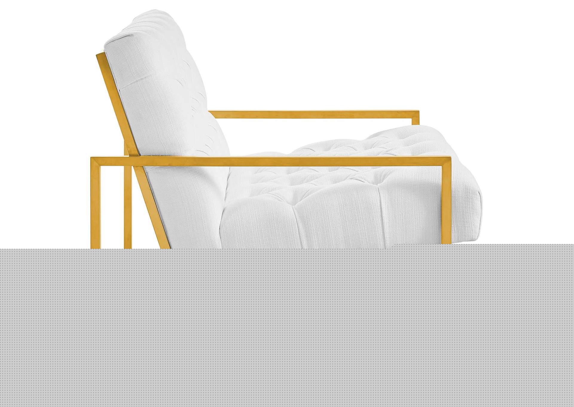 White Bequest Gold Stainless Steel Upholstered Fabric Accent Chair,Modway