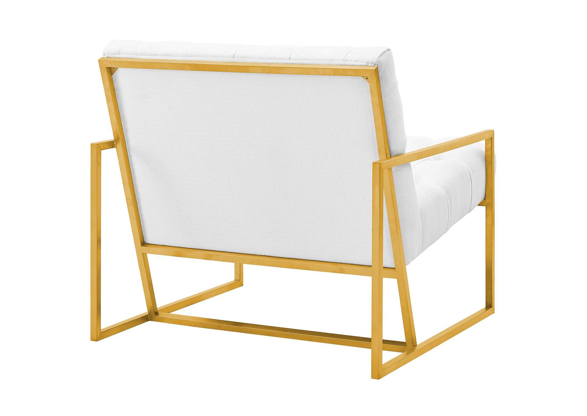 White Bequest Gold Stainless Steel Upholstered Fabric Accent Chair,Modway