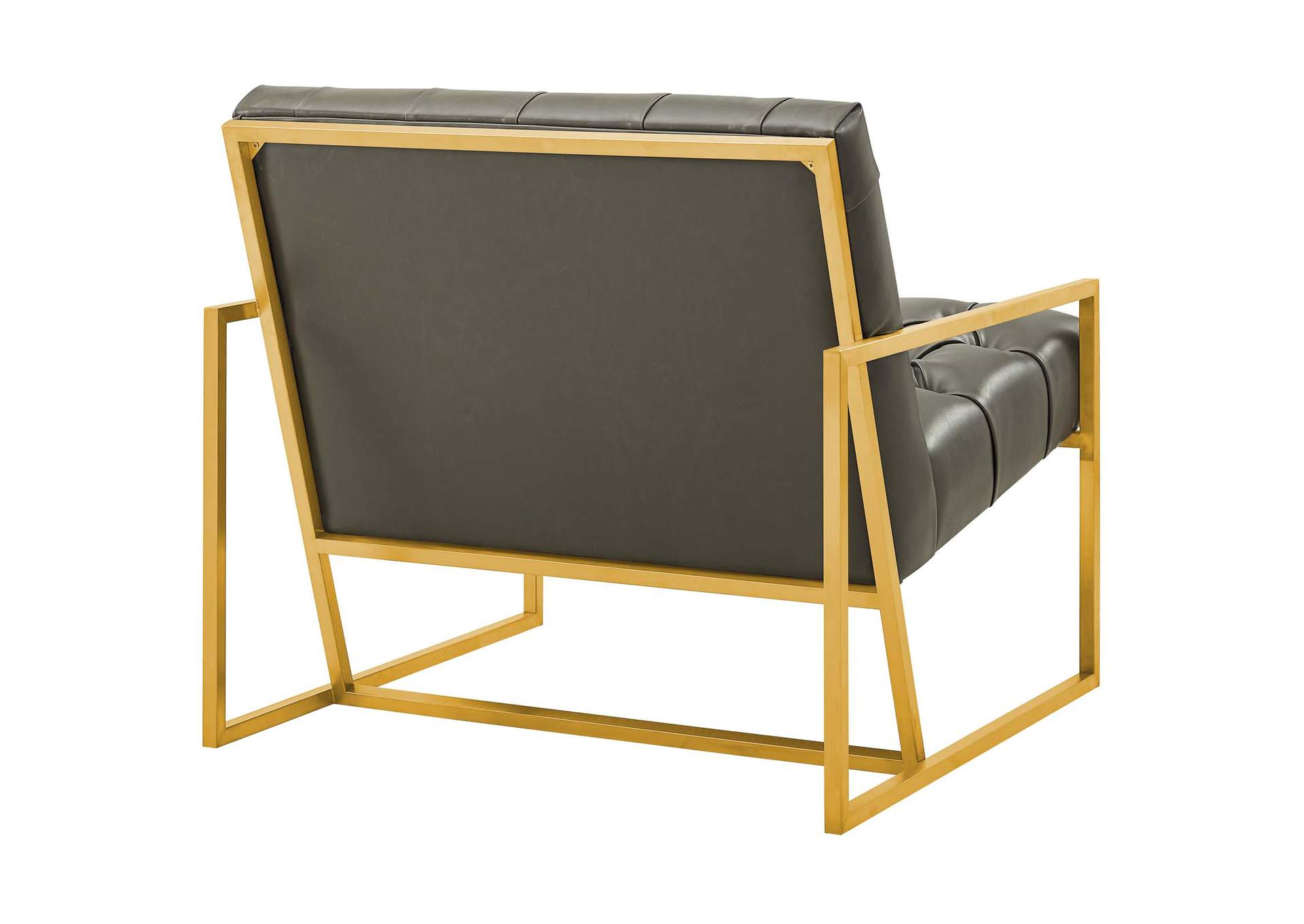 Gray Bequest Antique Gold Stainless Steel Faux Leather Accent Chair,Modway