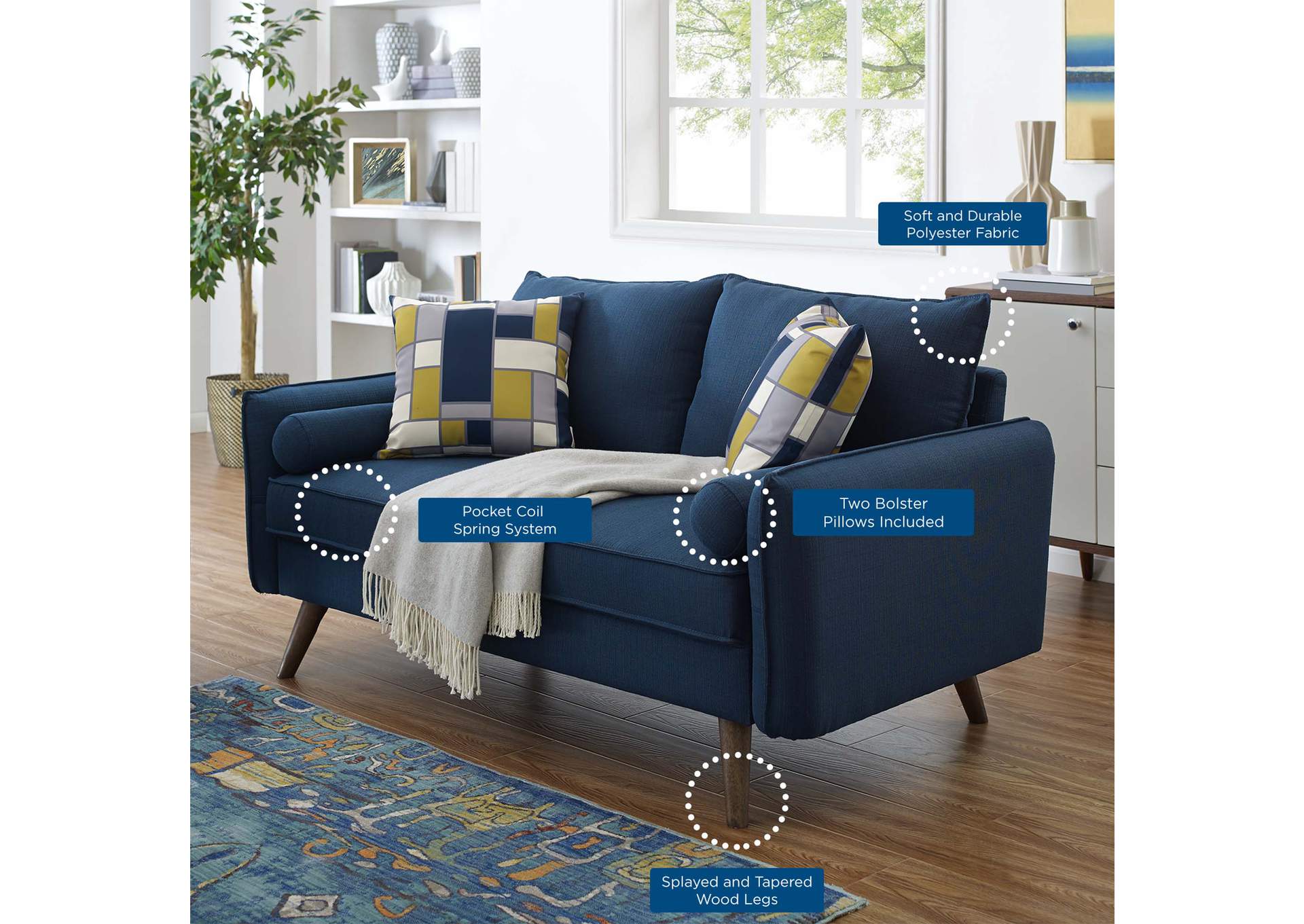 Azure Revive Upholstered Fabric Loveseat,Modway