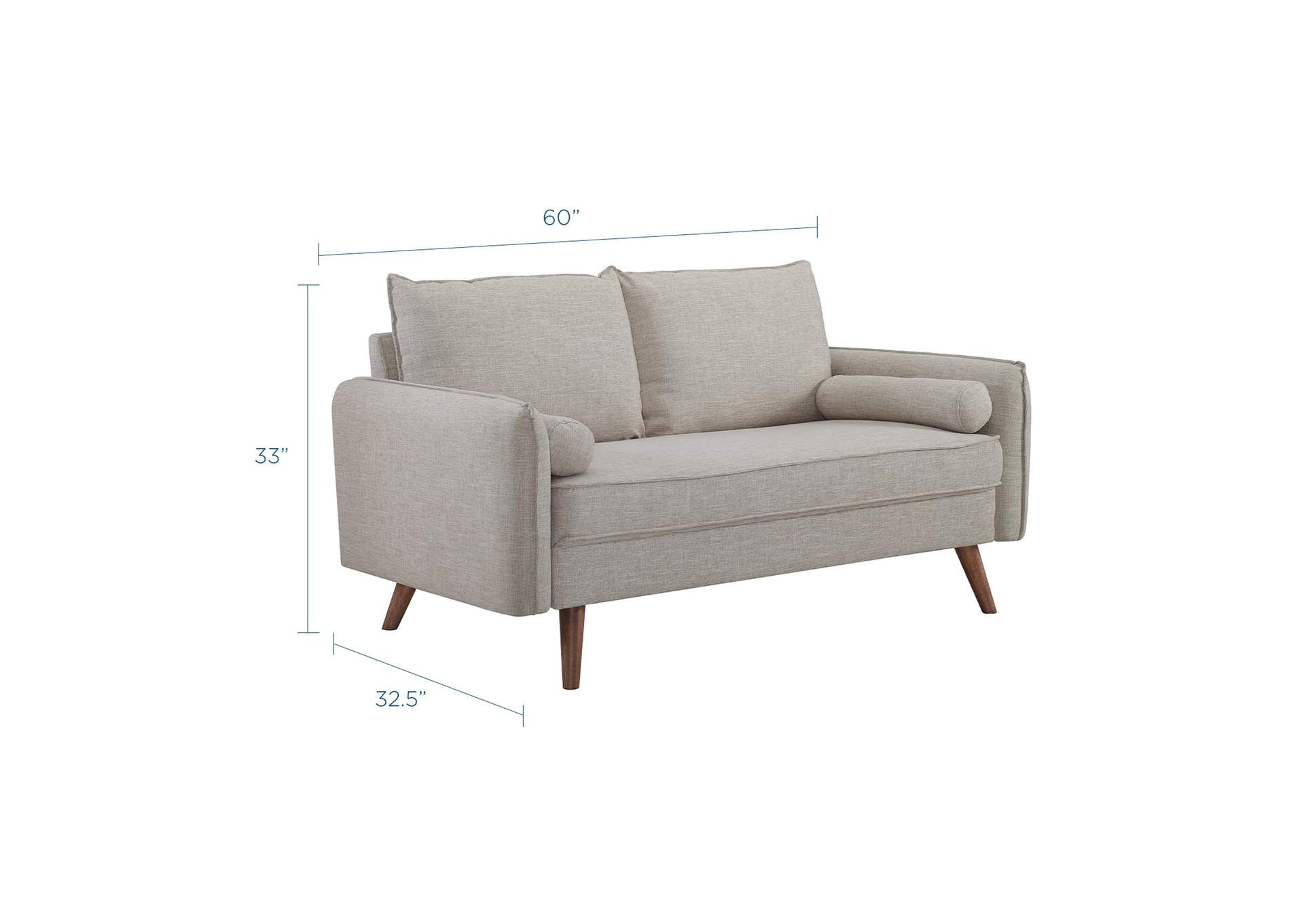 Beige Revive Upholstered Fabric Loveseat,Modway