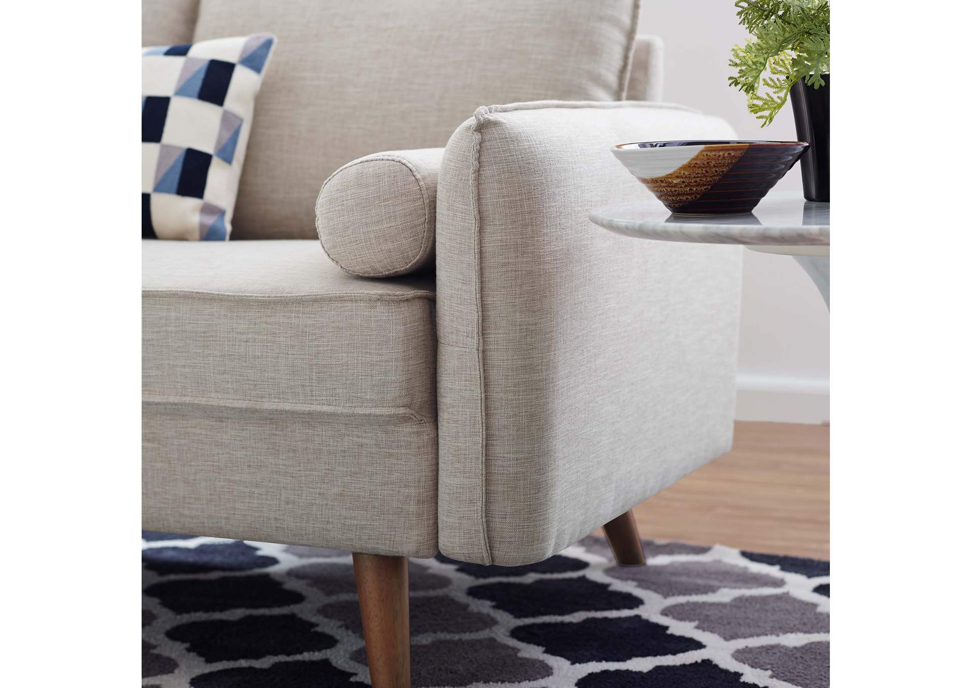 Beige Revive Upholstered Fabric Loveseat,Modway