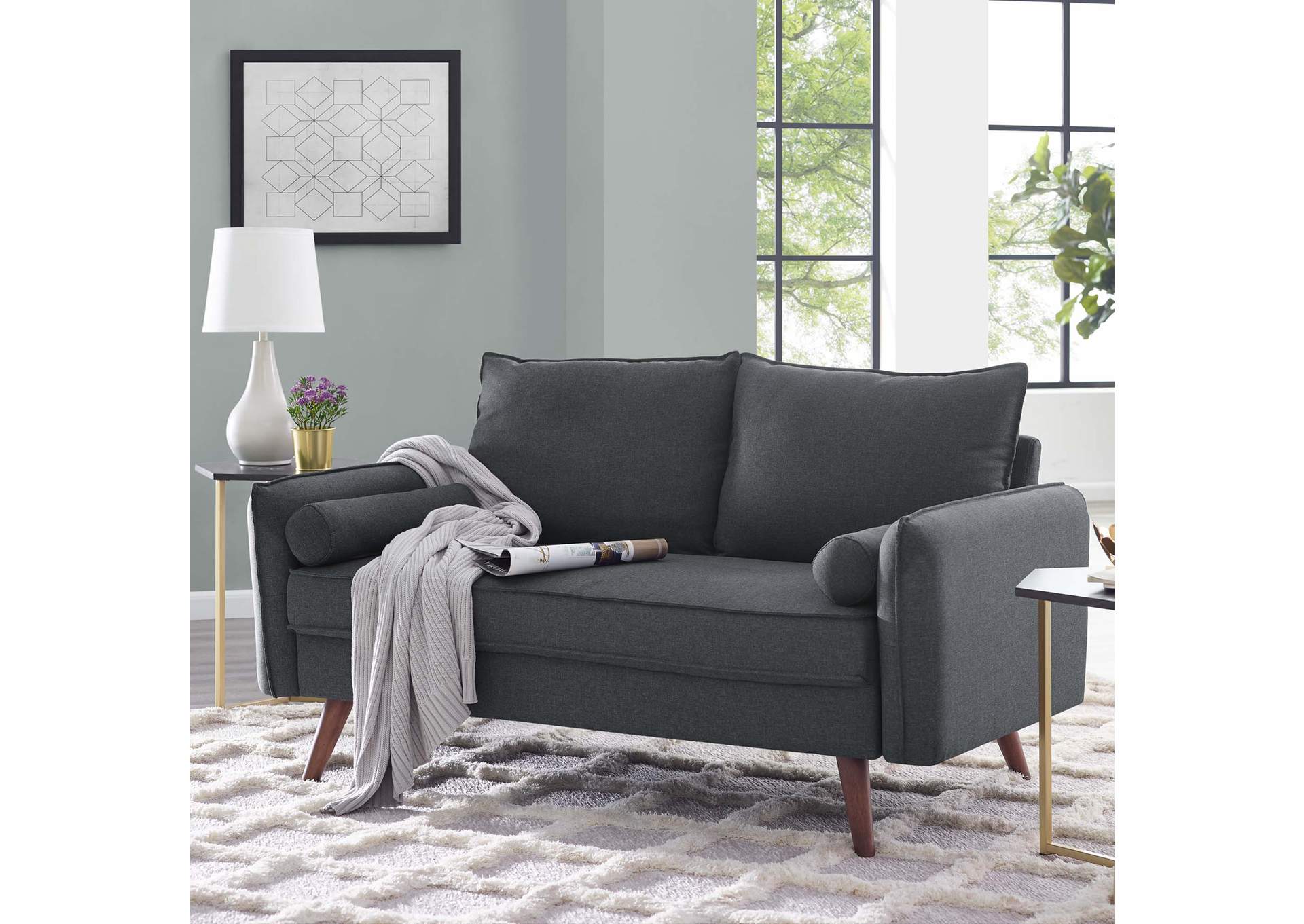 Gray Revive Upholstered Fabric Loveseat,Modway