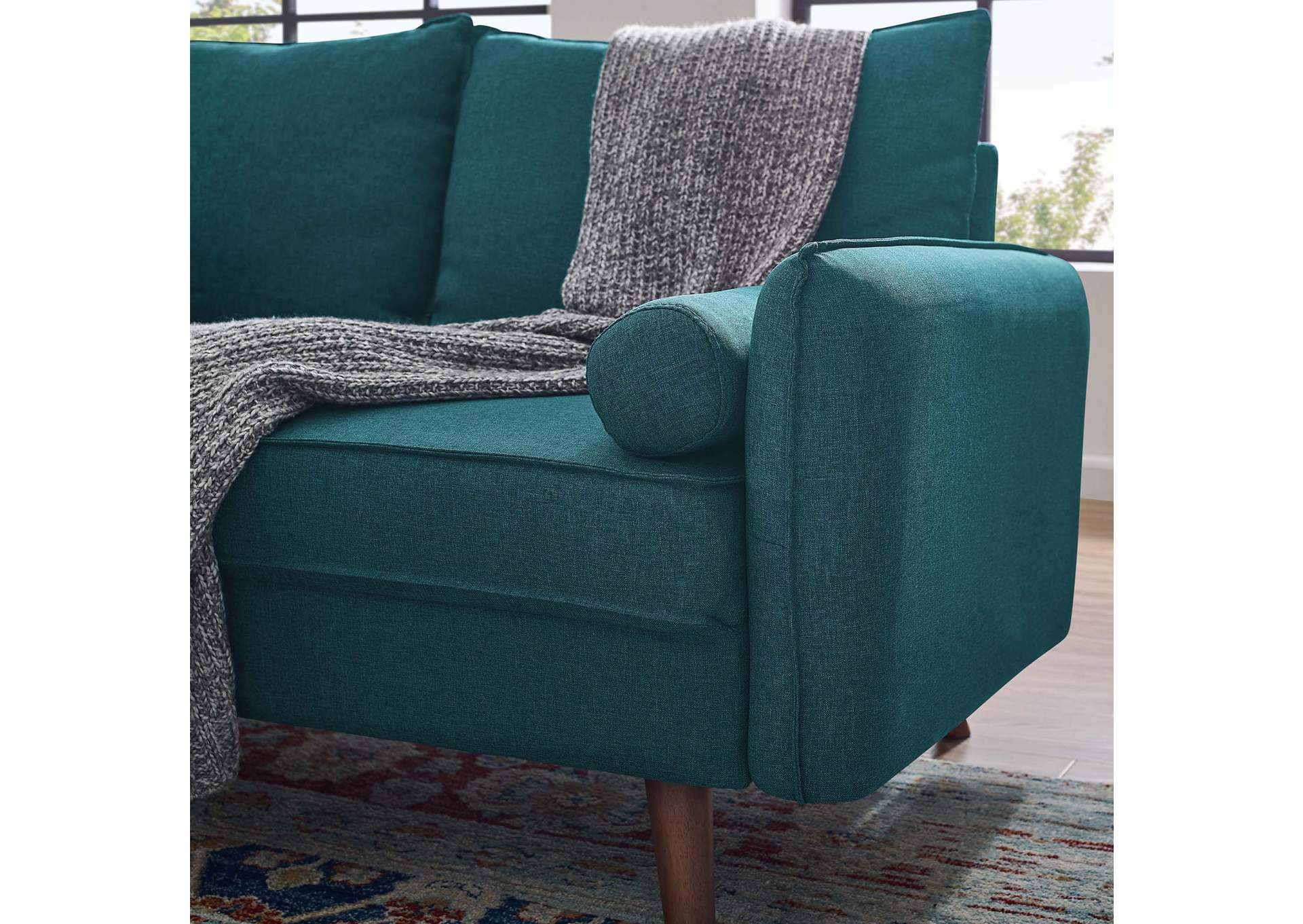 Teal Revive Upholstered Fabric Loveseat,Modway