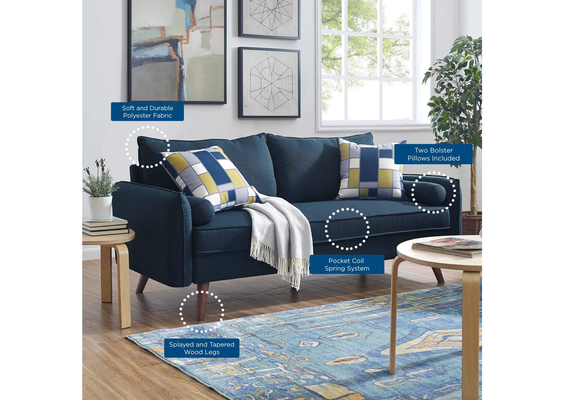 Azure Revive Upholstered Fabric Sofa,Modway