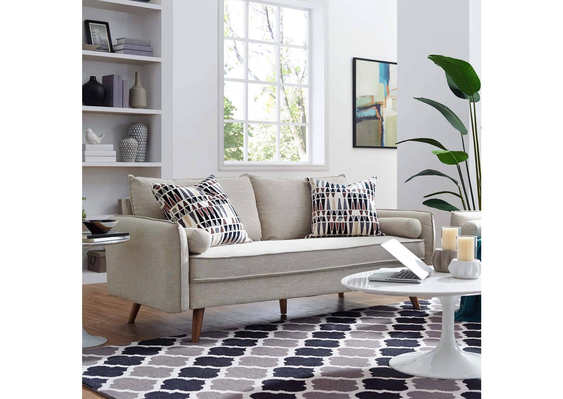 Beige Revive Upholstered Fabric Sofa,Modway