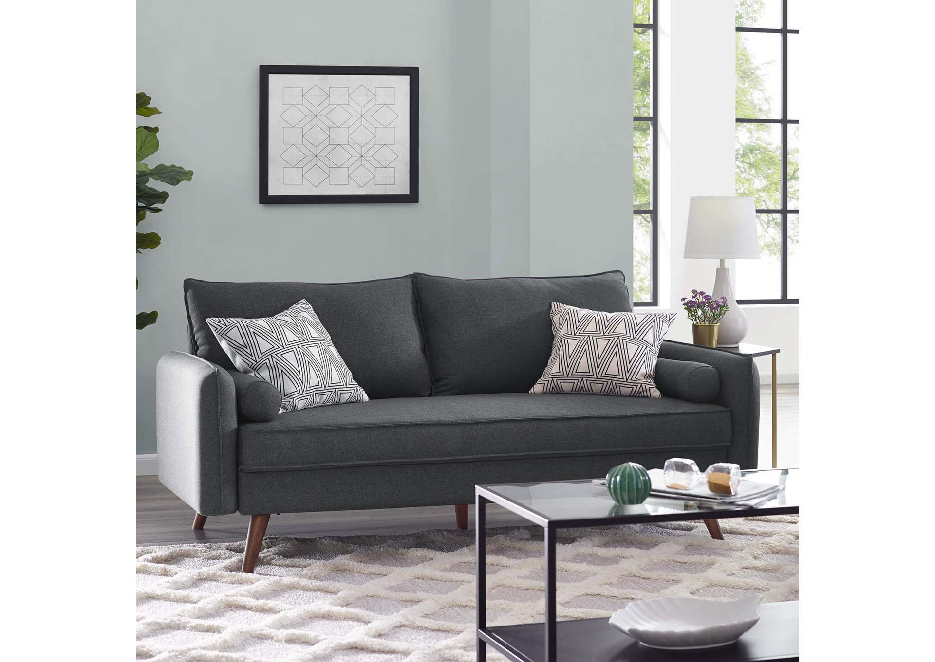 Gray Revive Upholstered Fabric Sofa,Modway
