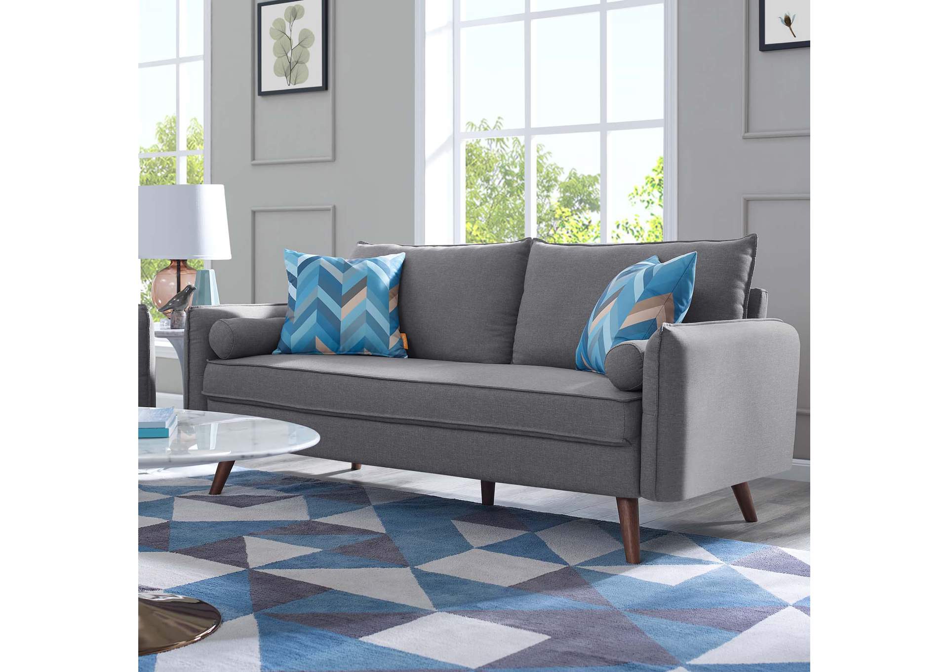Light Gray Revive Upholstered Fabric Sofa,Modway