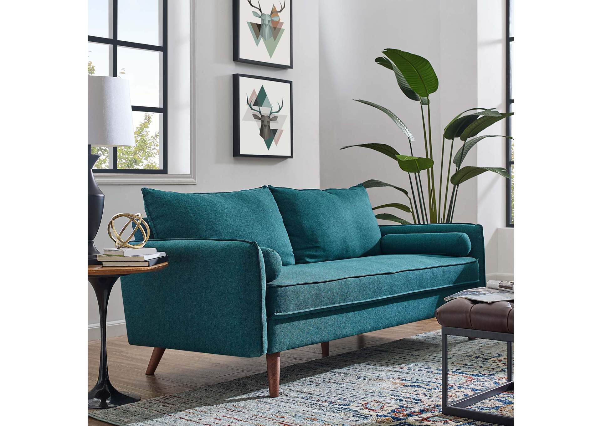 Teal Revive Upholstered Fabric Sofa,Modway