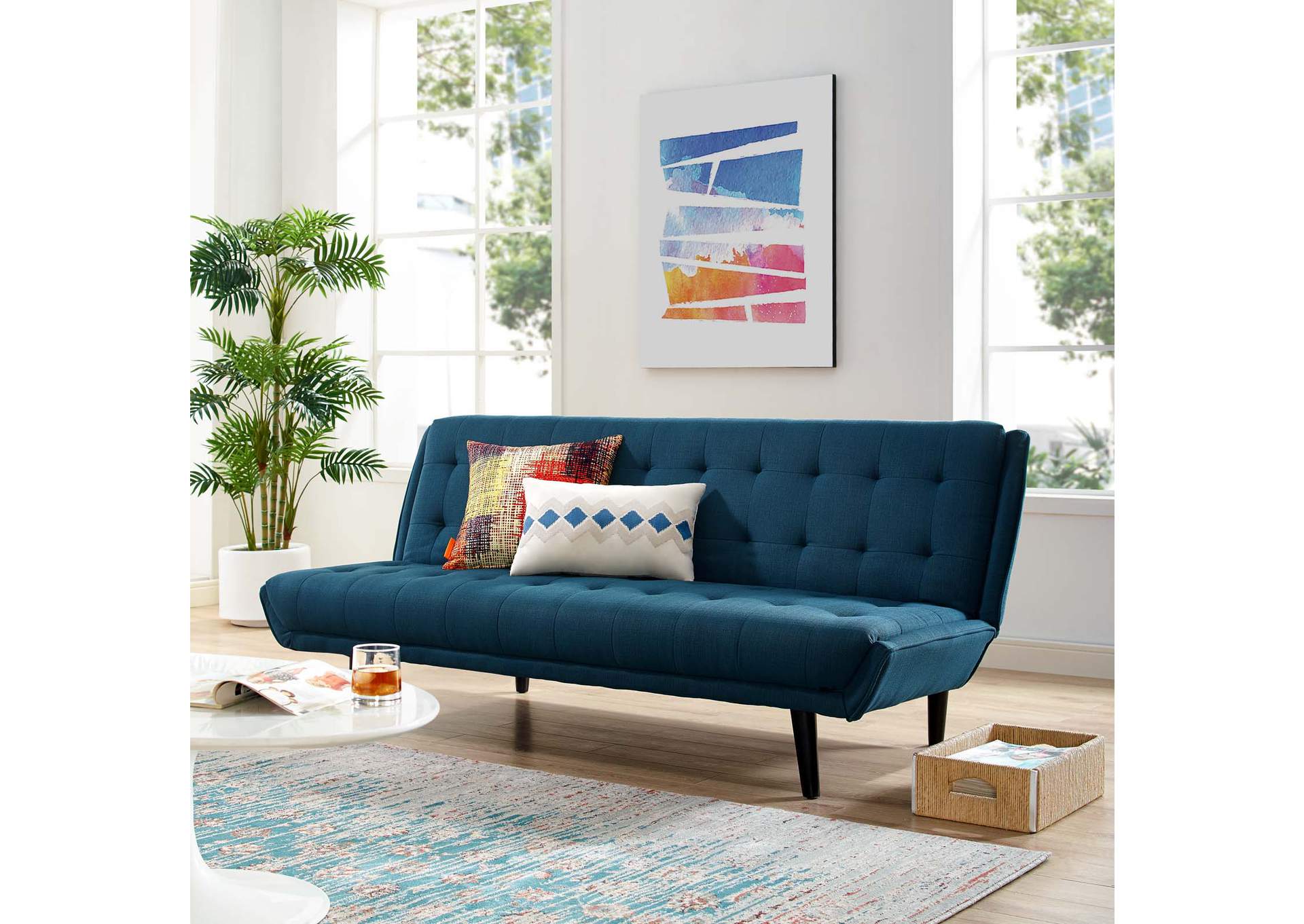 Azure Glance Tufted Convertible Fabric Sofa Bed,Modway