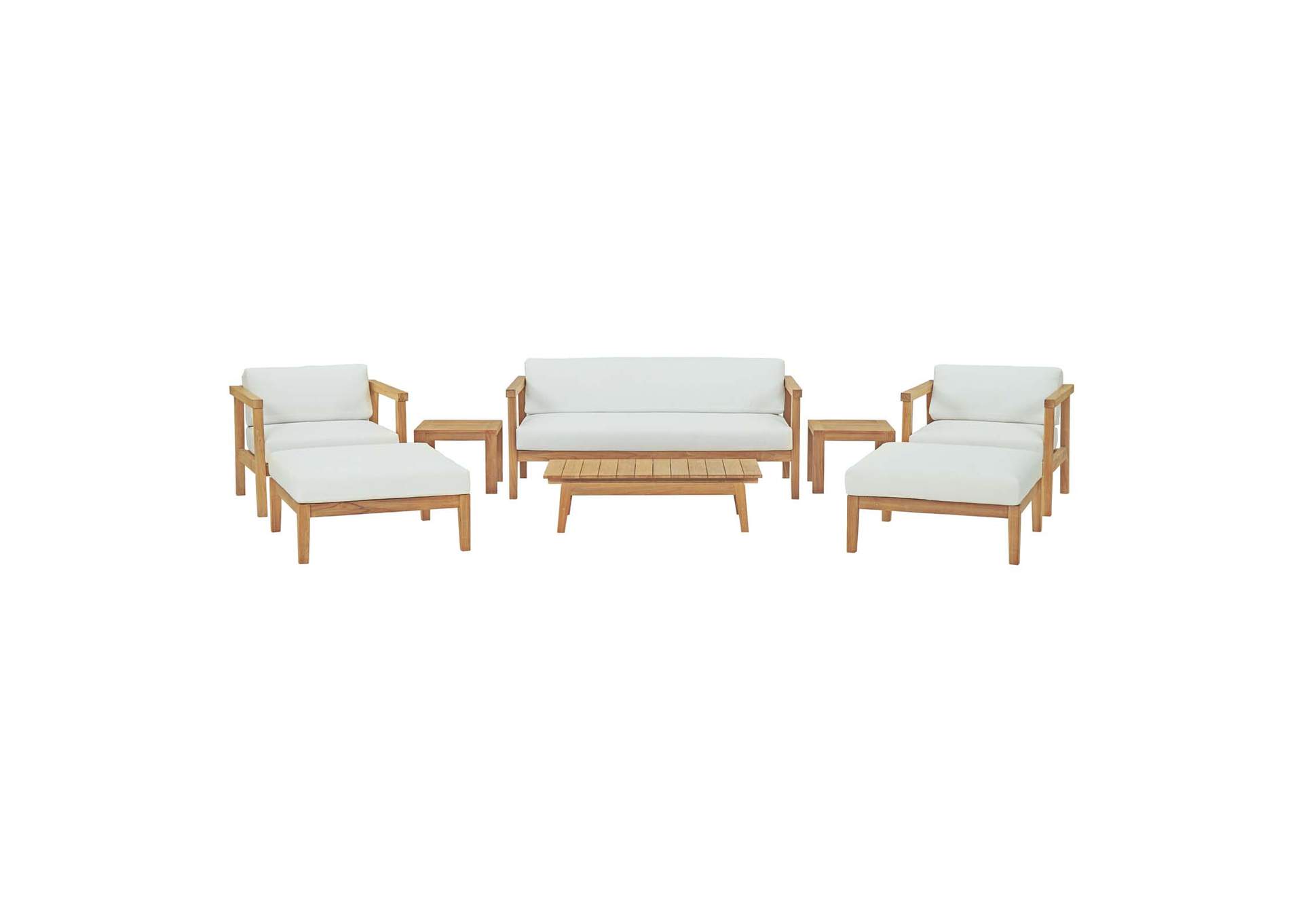 Natural White Bayport 8 Piece Outdoor Patio Teak Set,Modway