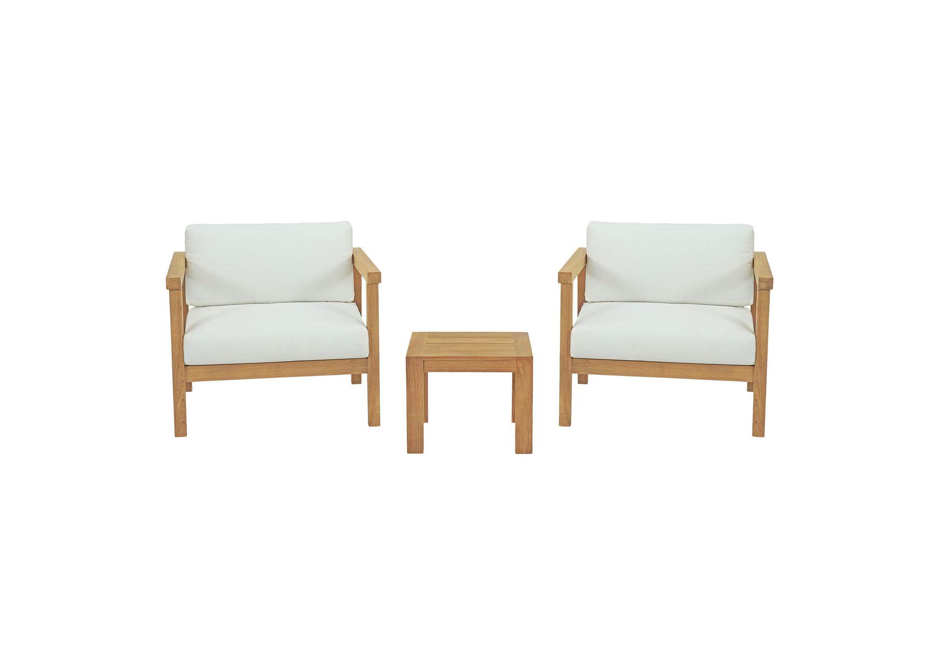 Natural White Bayport 3 Piece Outdoor Patio Teak Set,Modway