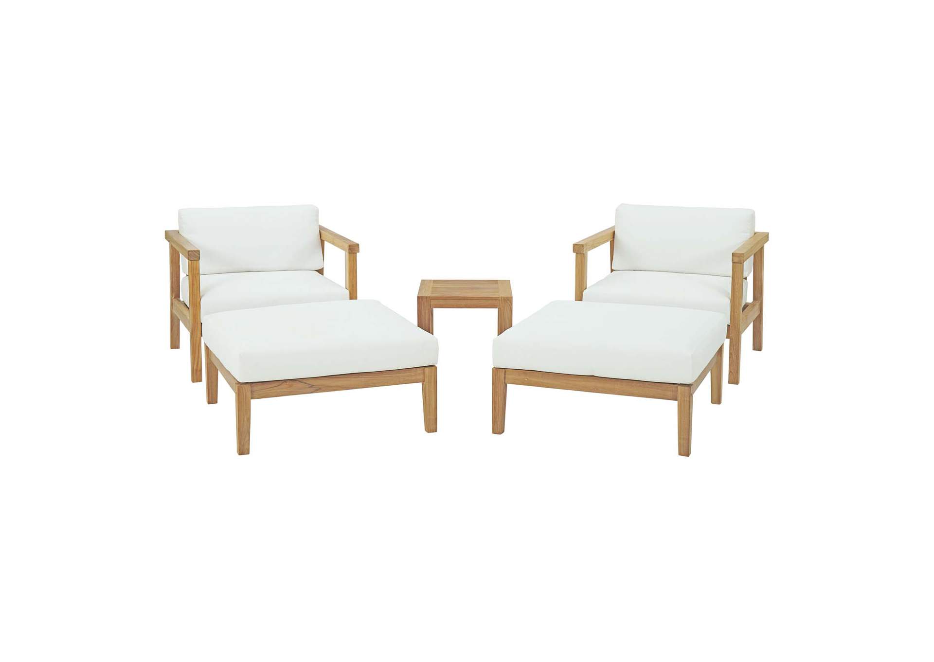 Natural White Bayport 5 Piece Outdoor Patio Teak Set,Modway