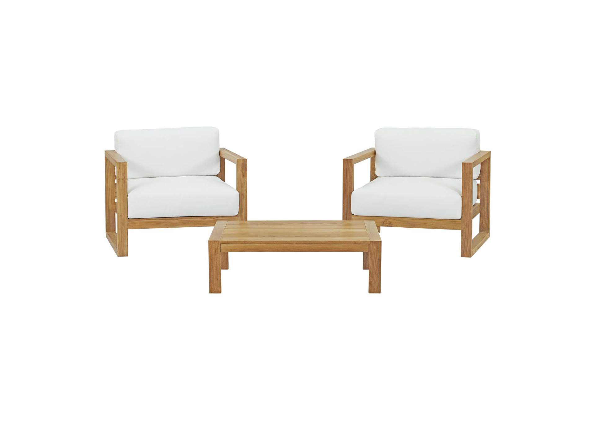 Natural White Upland 3 Piece Outdoor Patio Teak Set,Modway