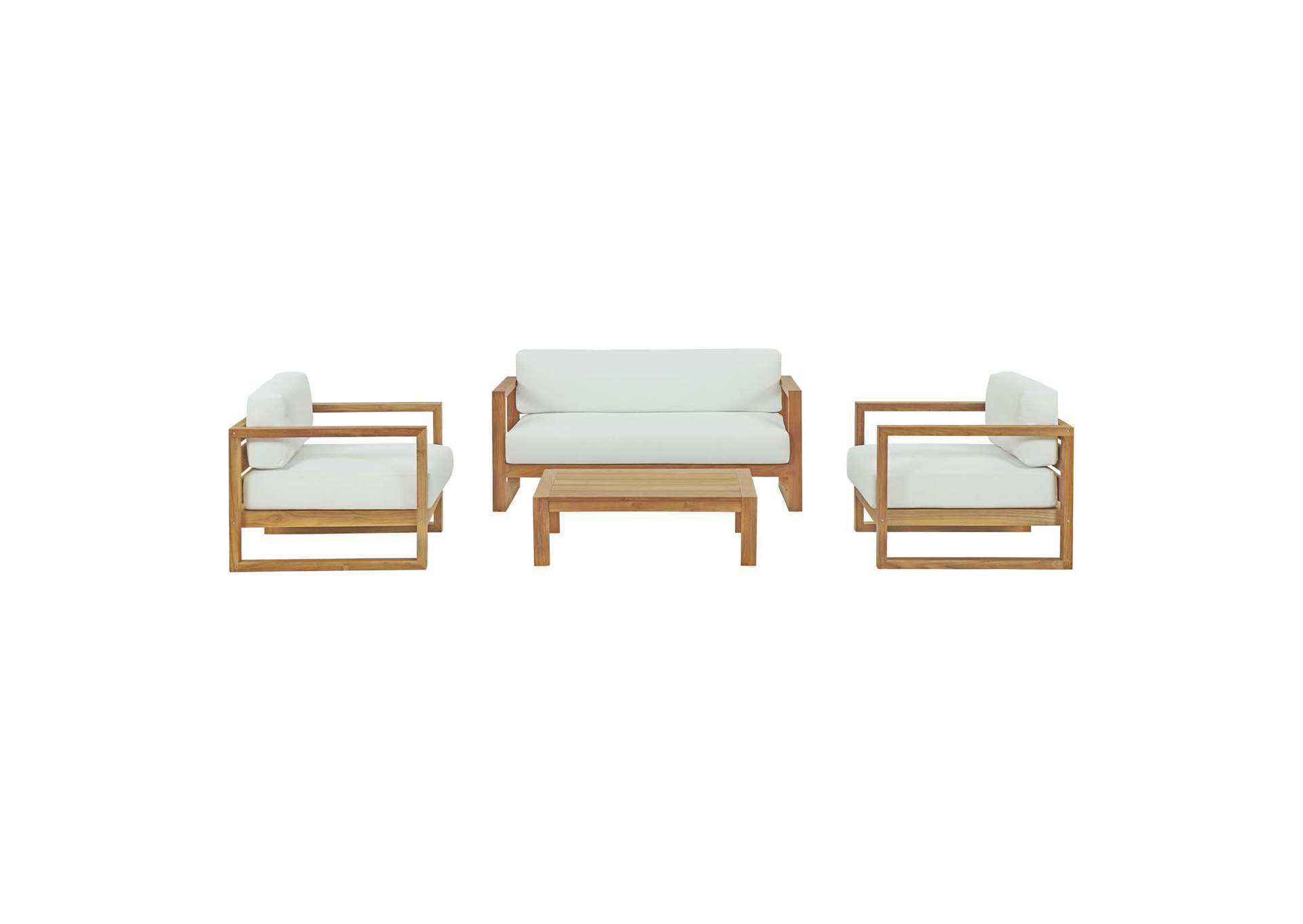 Natural White Upland 4 Piece Outdoor Patio Teak Set,Modway