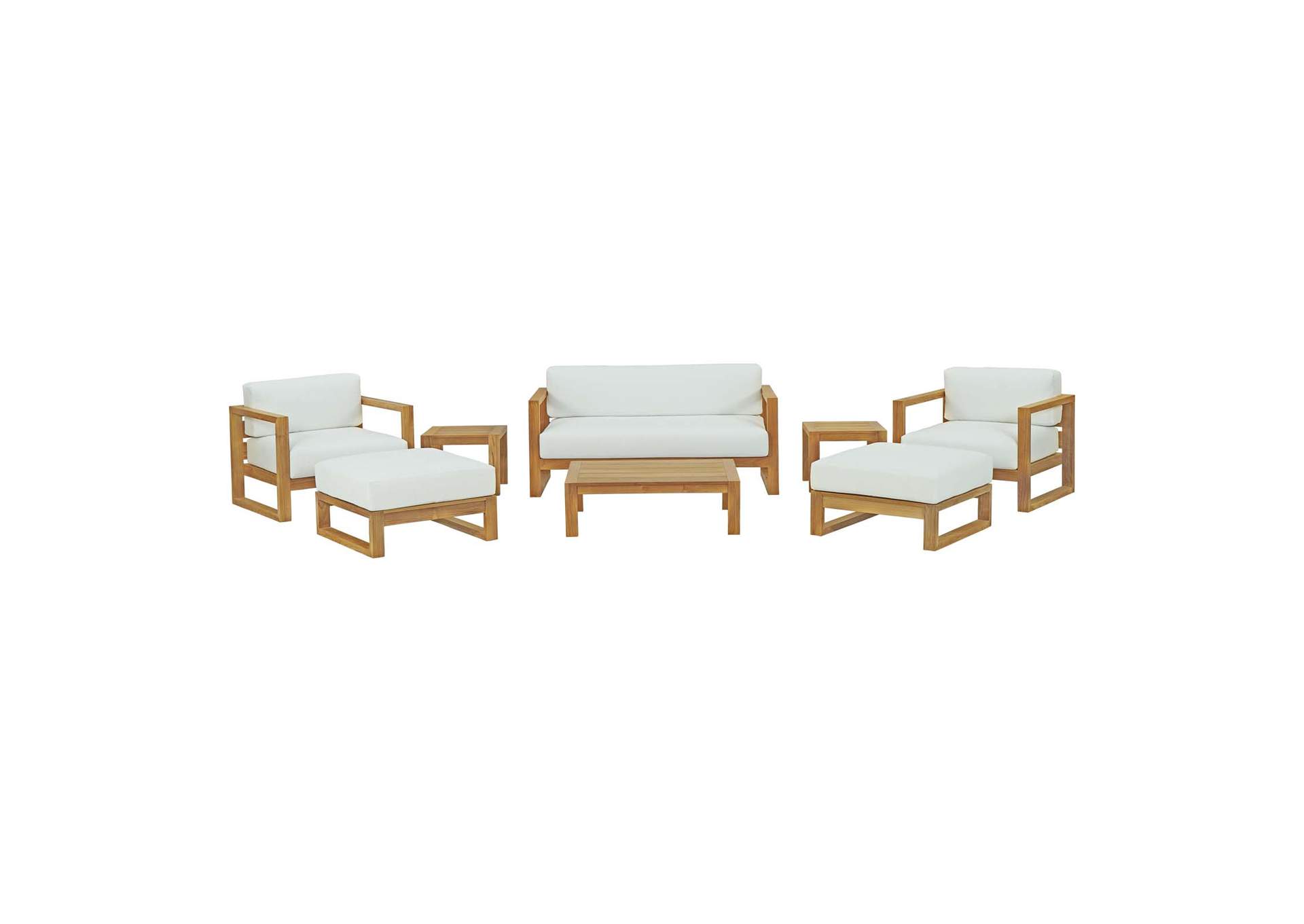 Natural White Upland 8 Piece Outdoor Patio Teak Set,Modway