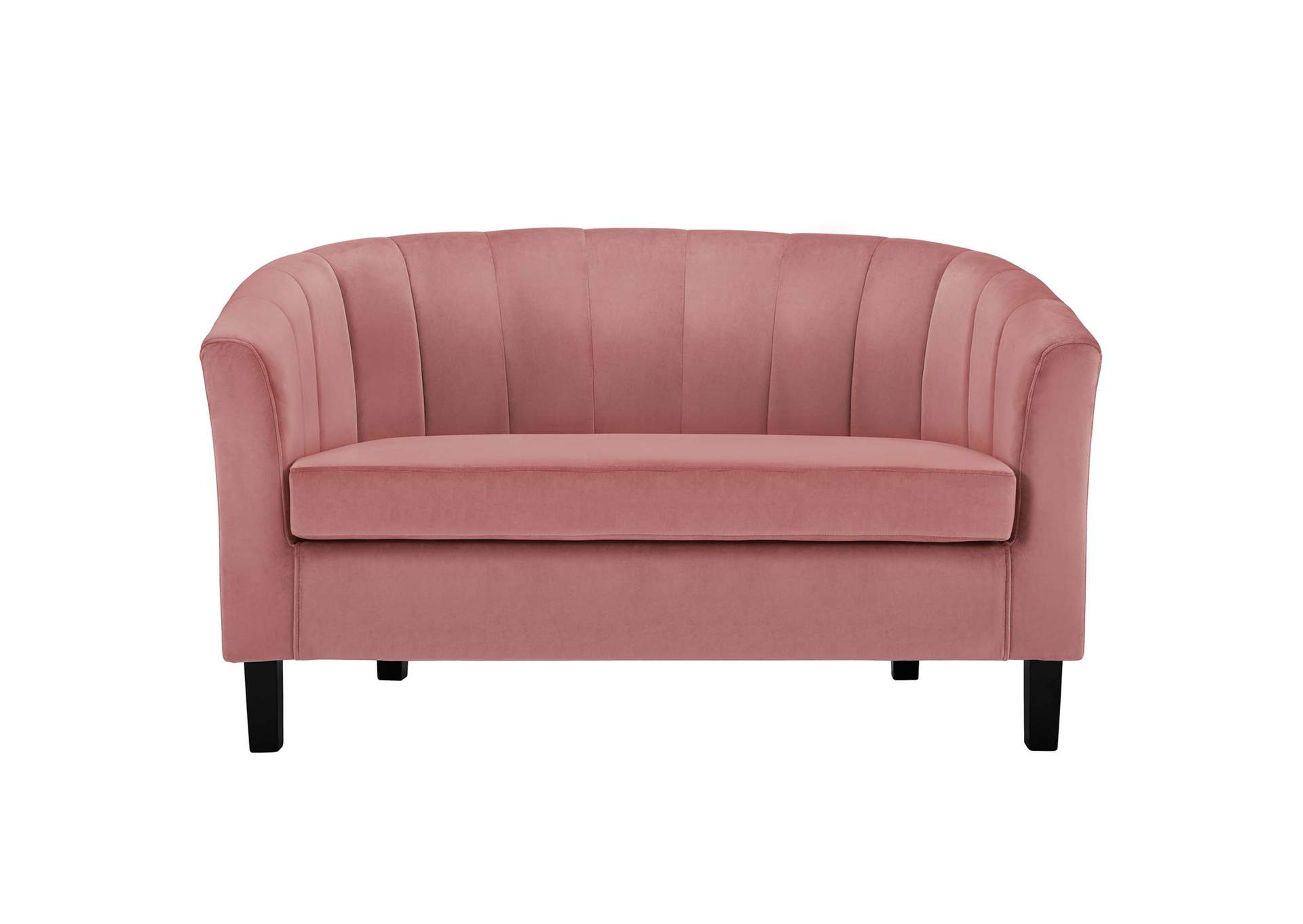 Dusty Rose Prospect Channel Tufted Performance Velvet Loveseat,Modway