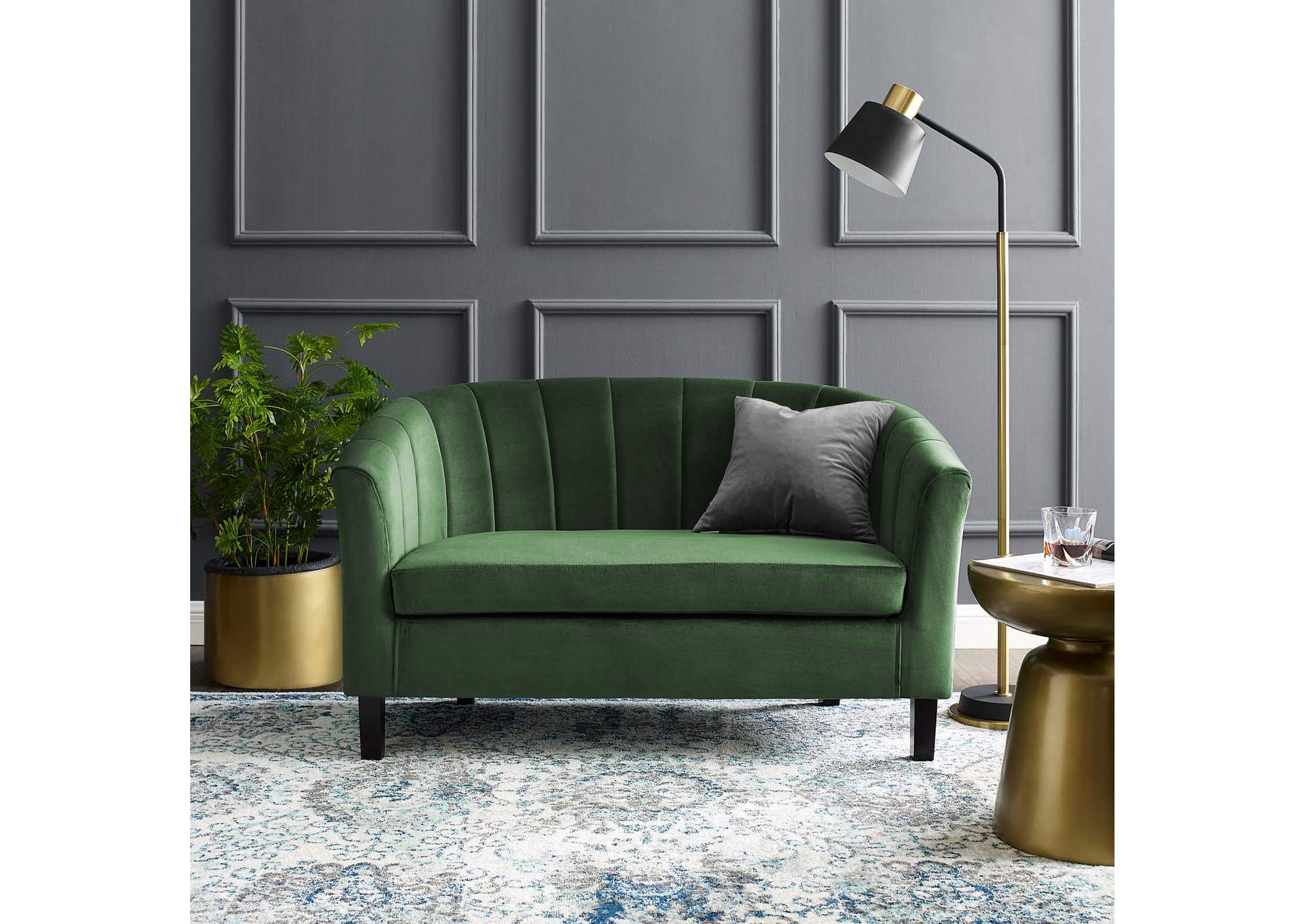 Emerald Prospect Channel Tufted Performance Velvet Loveseat,Modway