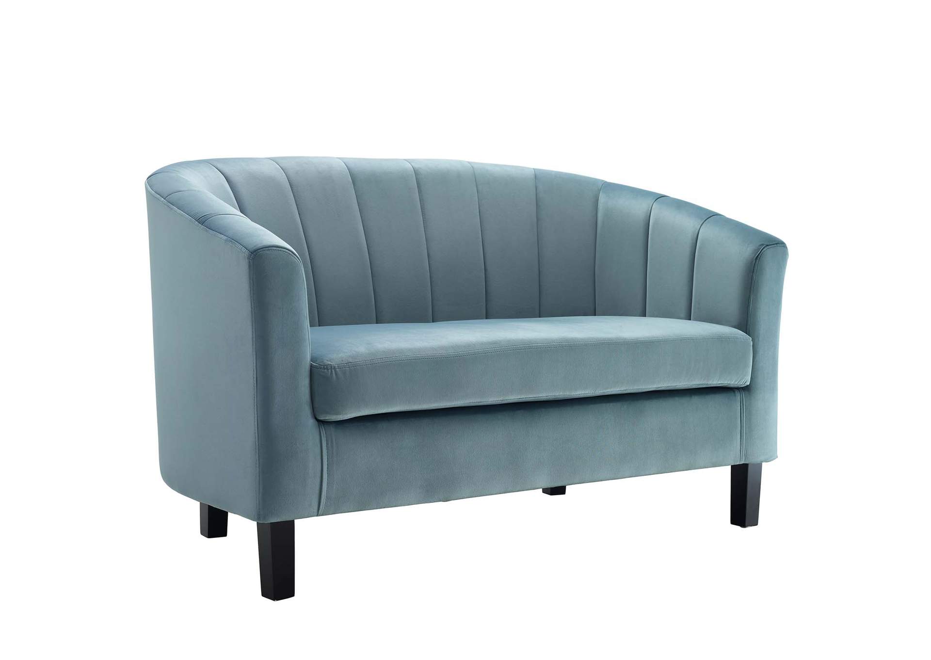 Light Blue Prospect Channel Tufted Performance Velvet Loveseat,Modway