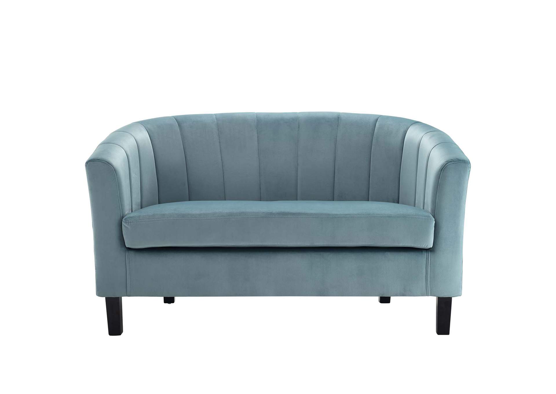 Light Blue Prospect Channel Tufted Performance Velvet Loveseat,Modway