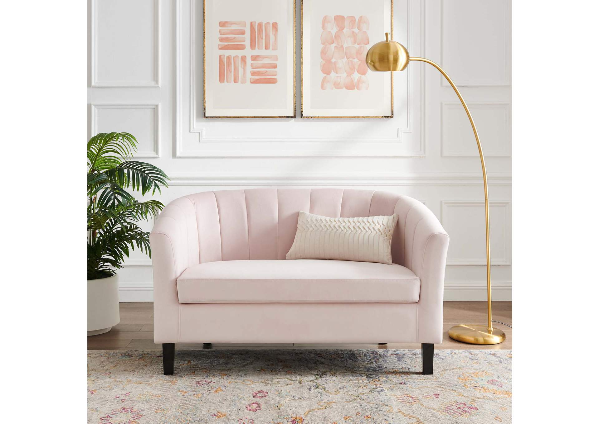 Pink Prospect Channel Tufted Performance Velvet Loveseat,Modway