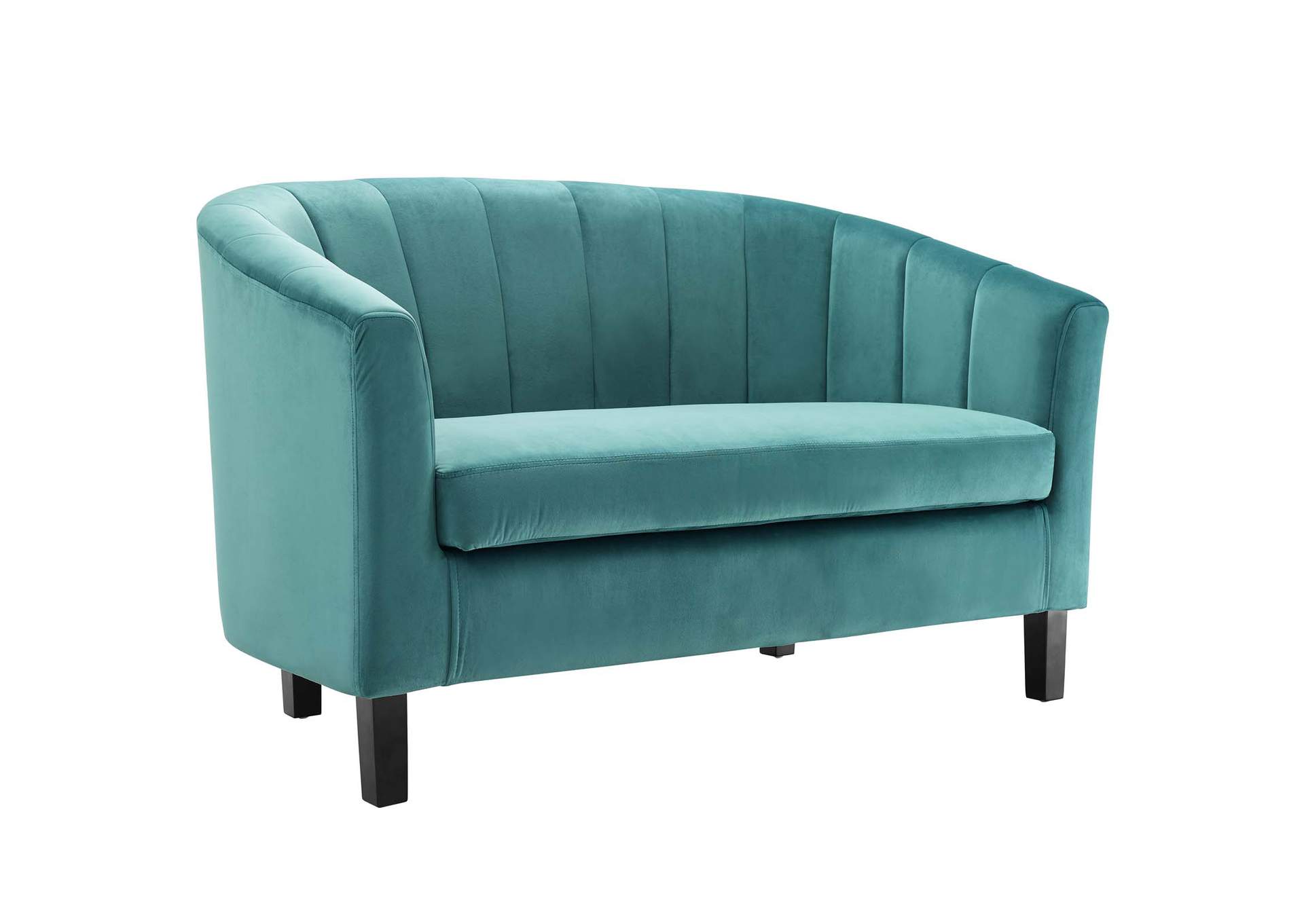 Teal Prospect Channel Tufted Performance Velvet Loveseat,Modway