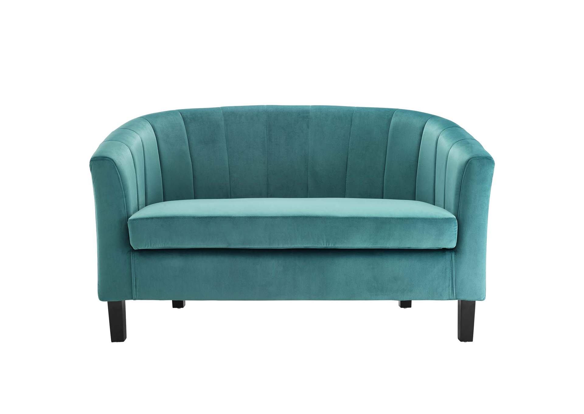 Teal Prospect Channel Tufted Performance Velvet Loveseat,Modway