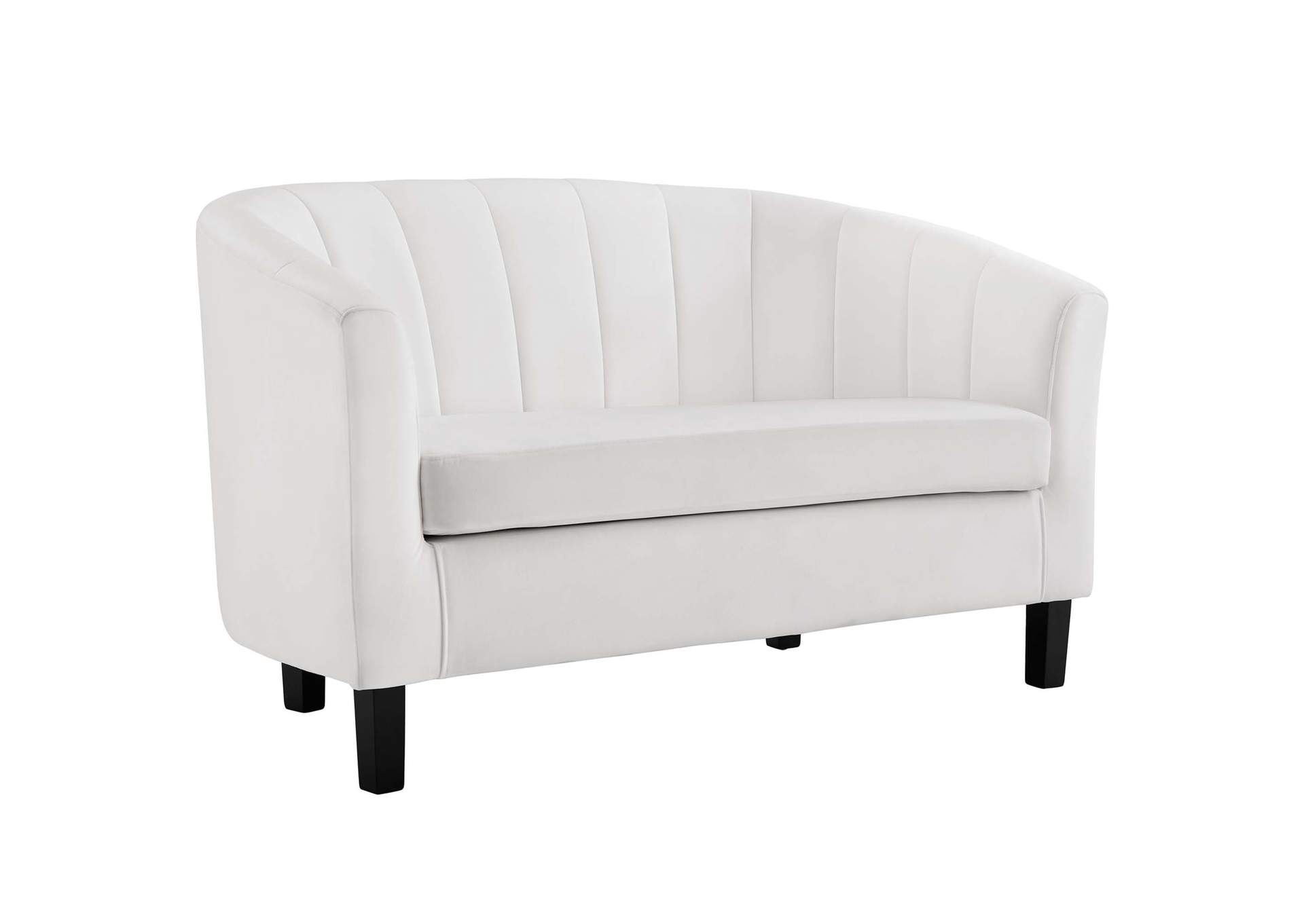 White Prospect Channel Tufted Performance Velvet Loveseat,Modway