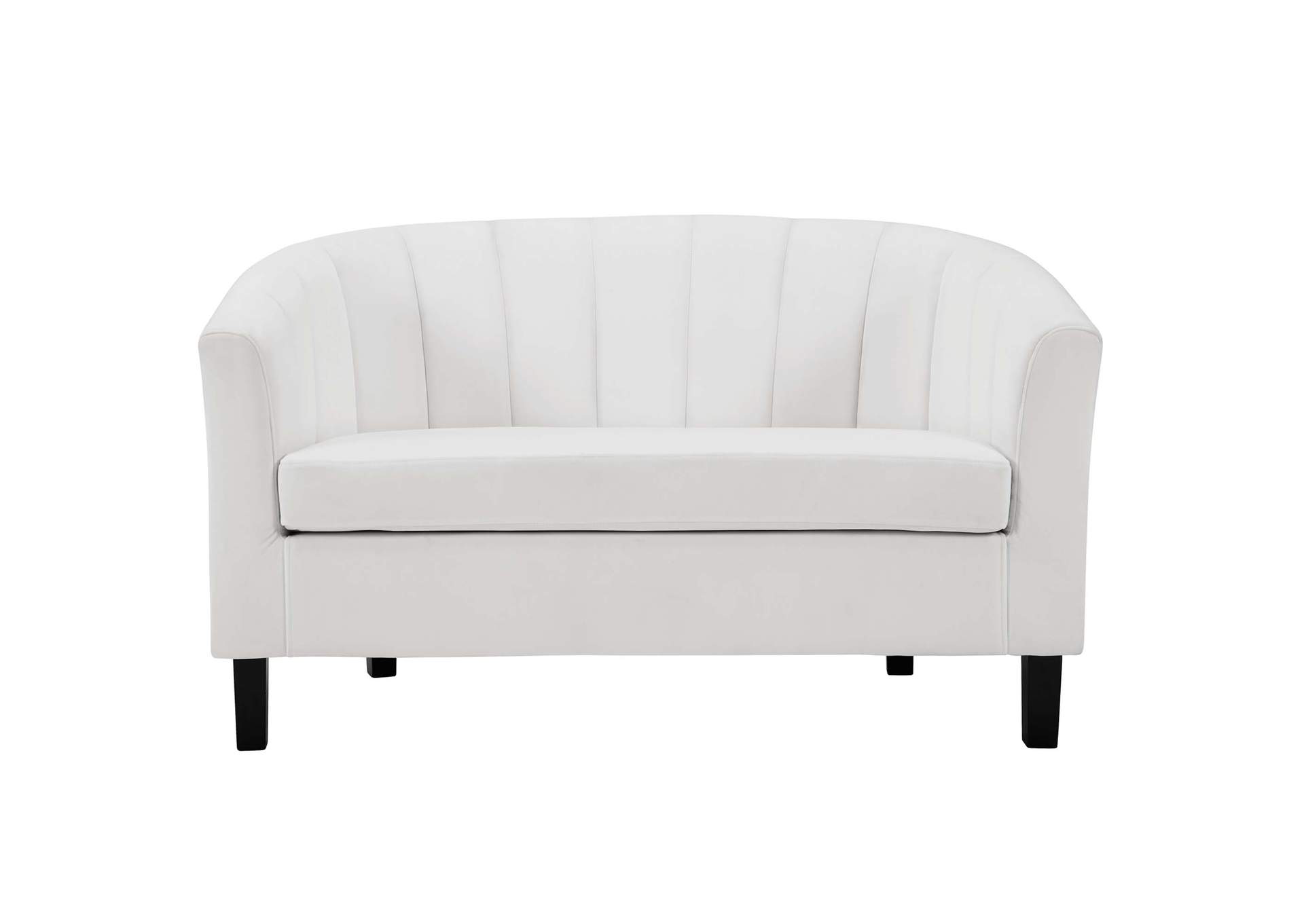 White Prospect Channel Tufted Performance Velvet Loveseat,Modway